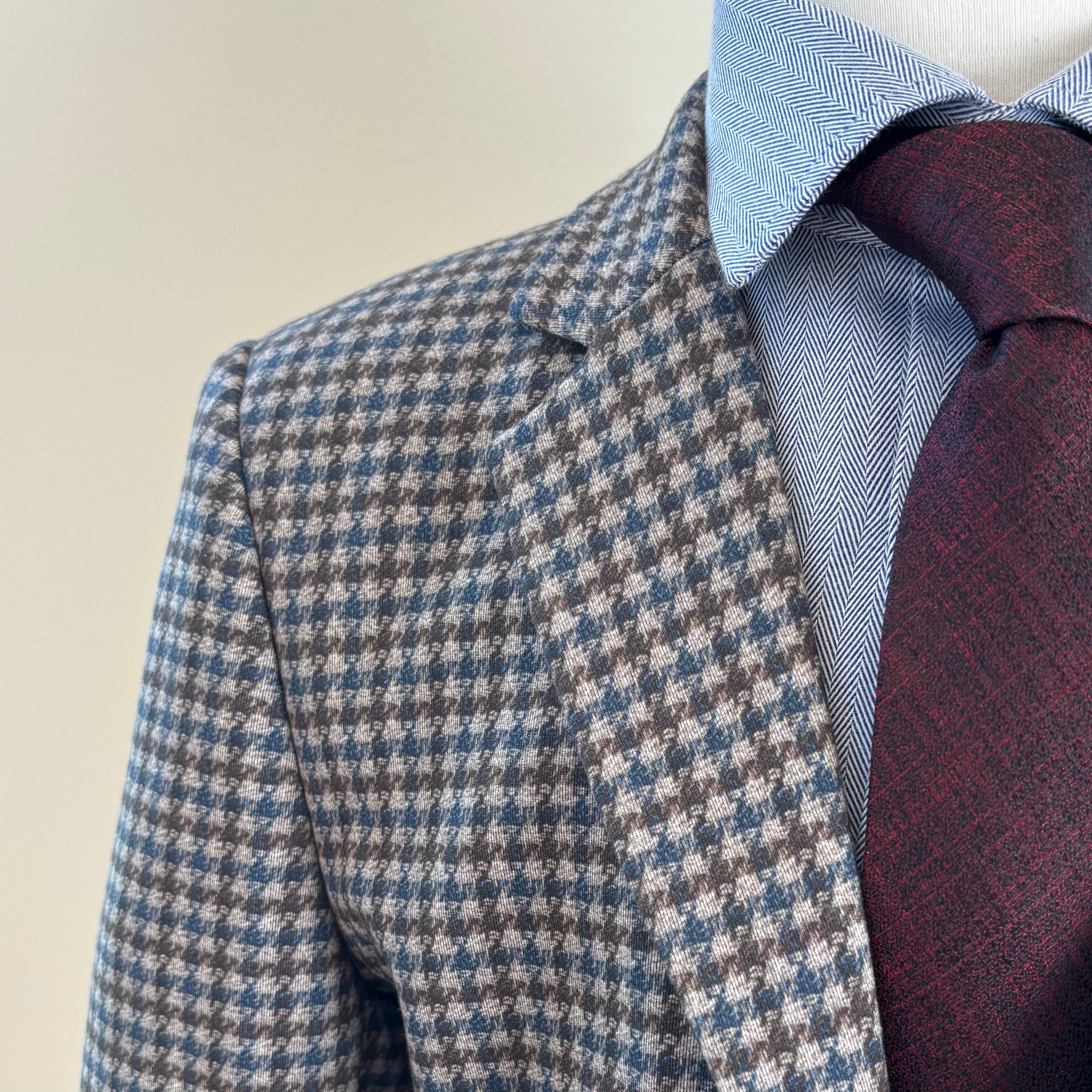 Brown Blue Houndstooth Blazer