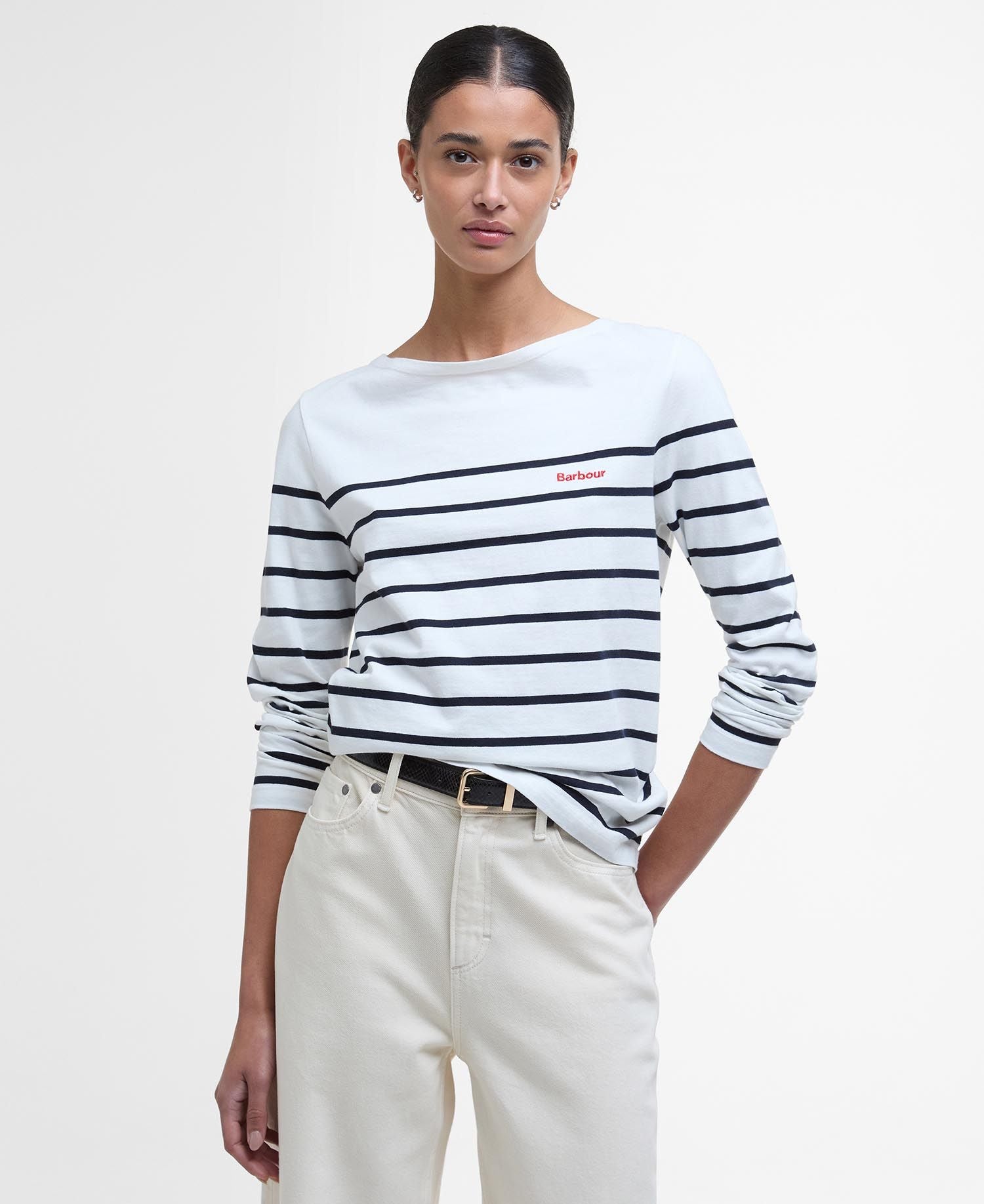 Barbour Bradley  White Navy stripe Tee