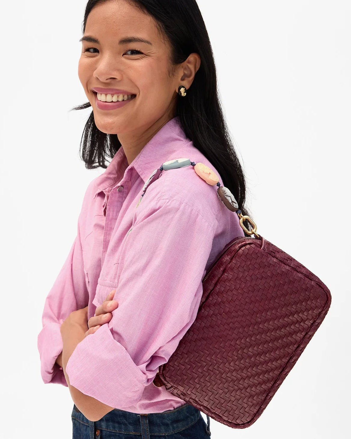 Clare V. Marisol Oasis ZigZag Woven Bag