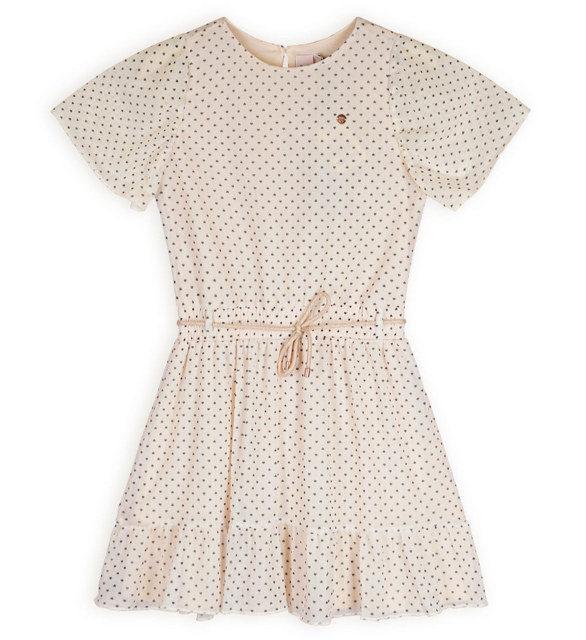 Cream Mesh Heart Print Dress