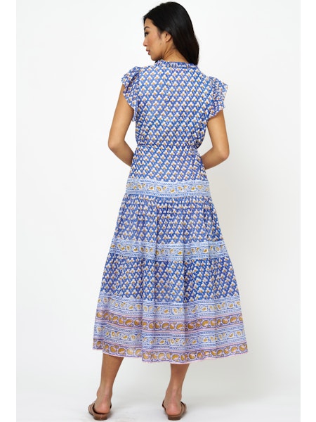 Oliphant Blue Clover Print Dress