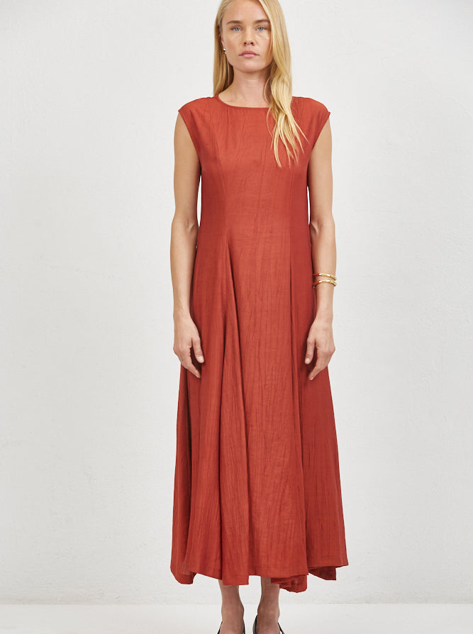 Clea Wine Fit and Flair Midi dress