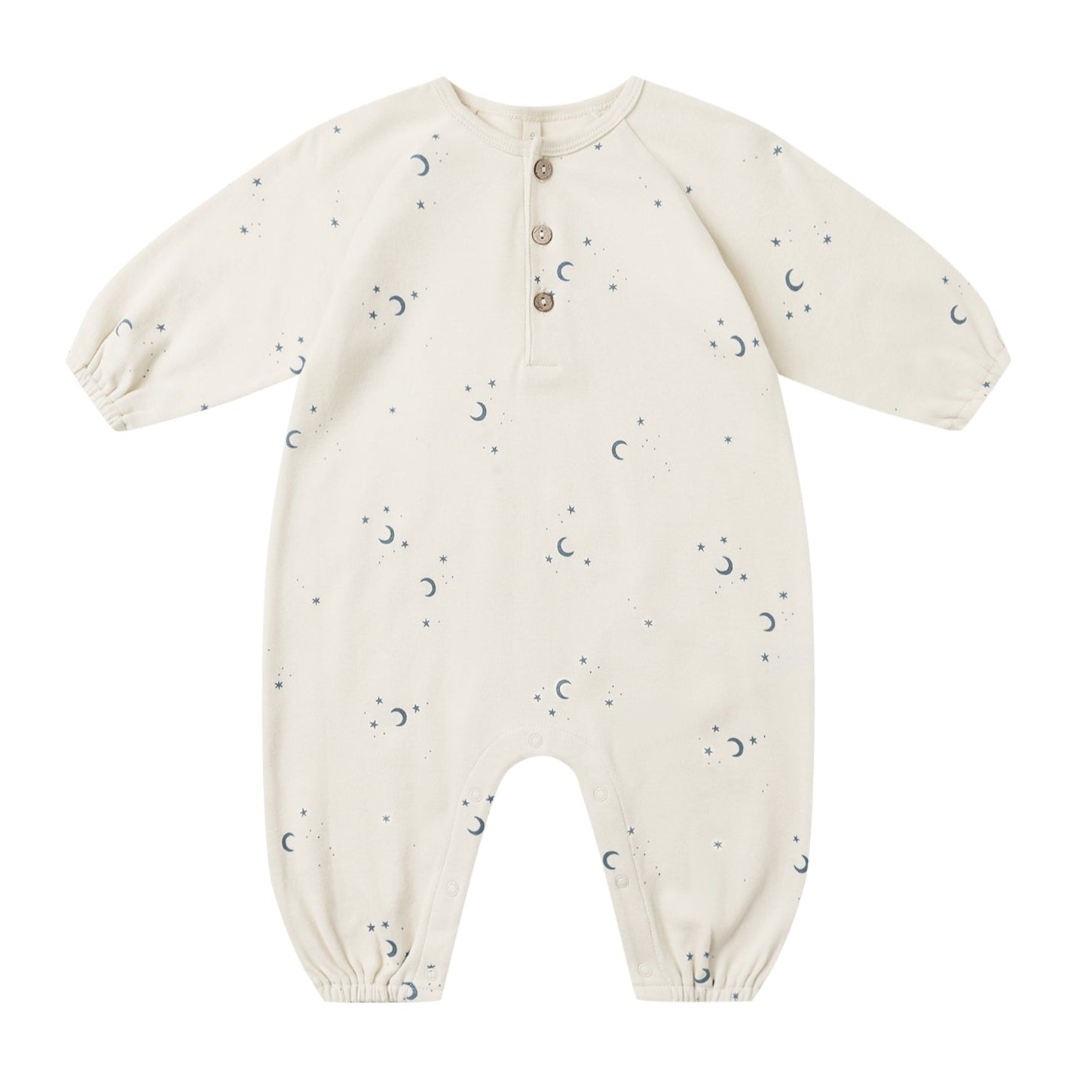 Boy's Cream Moon Knit Henley Romper