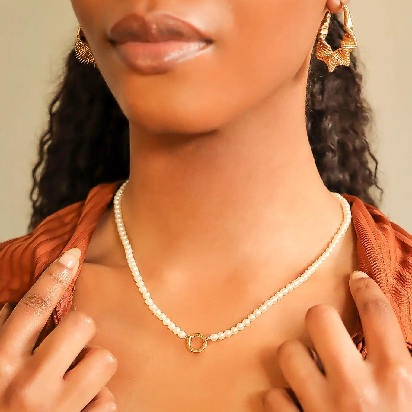 Glass Pearl Charm Keeper Necklace