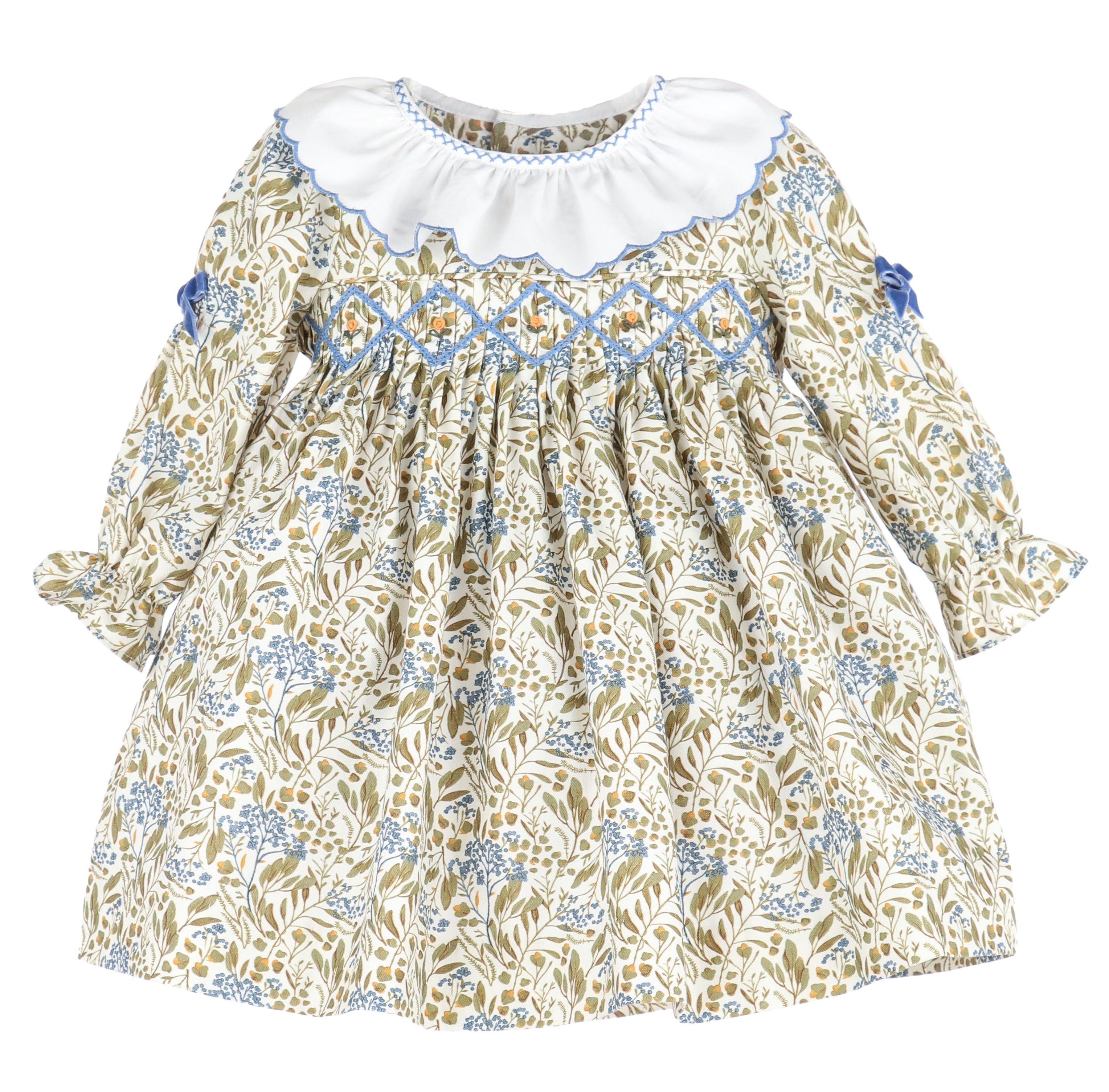 Olive Blue Smocked Infant Dress