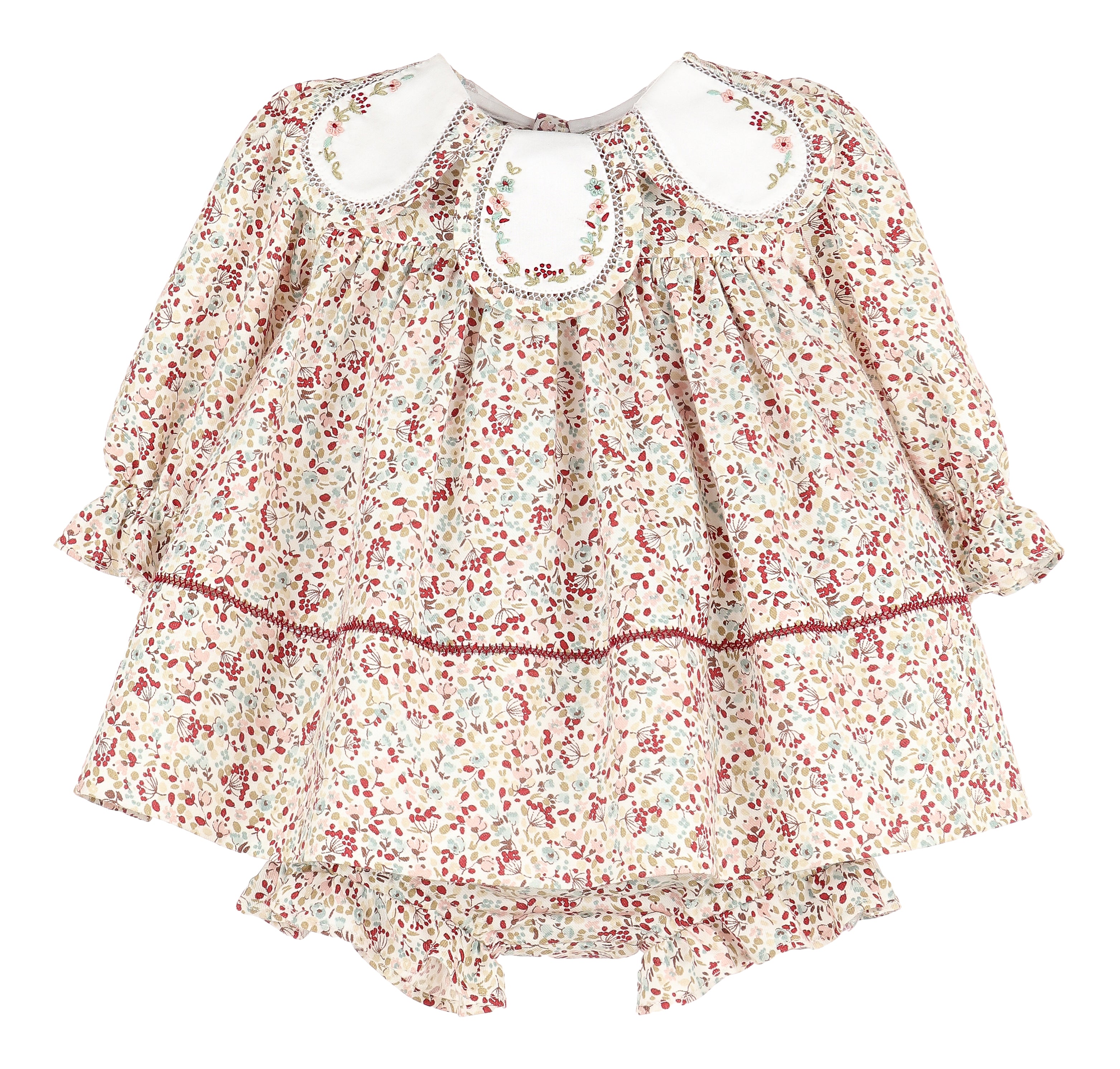 Cranberry Multi Petal Collar Infant Float Dress