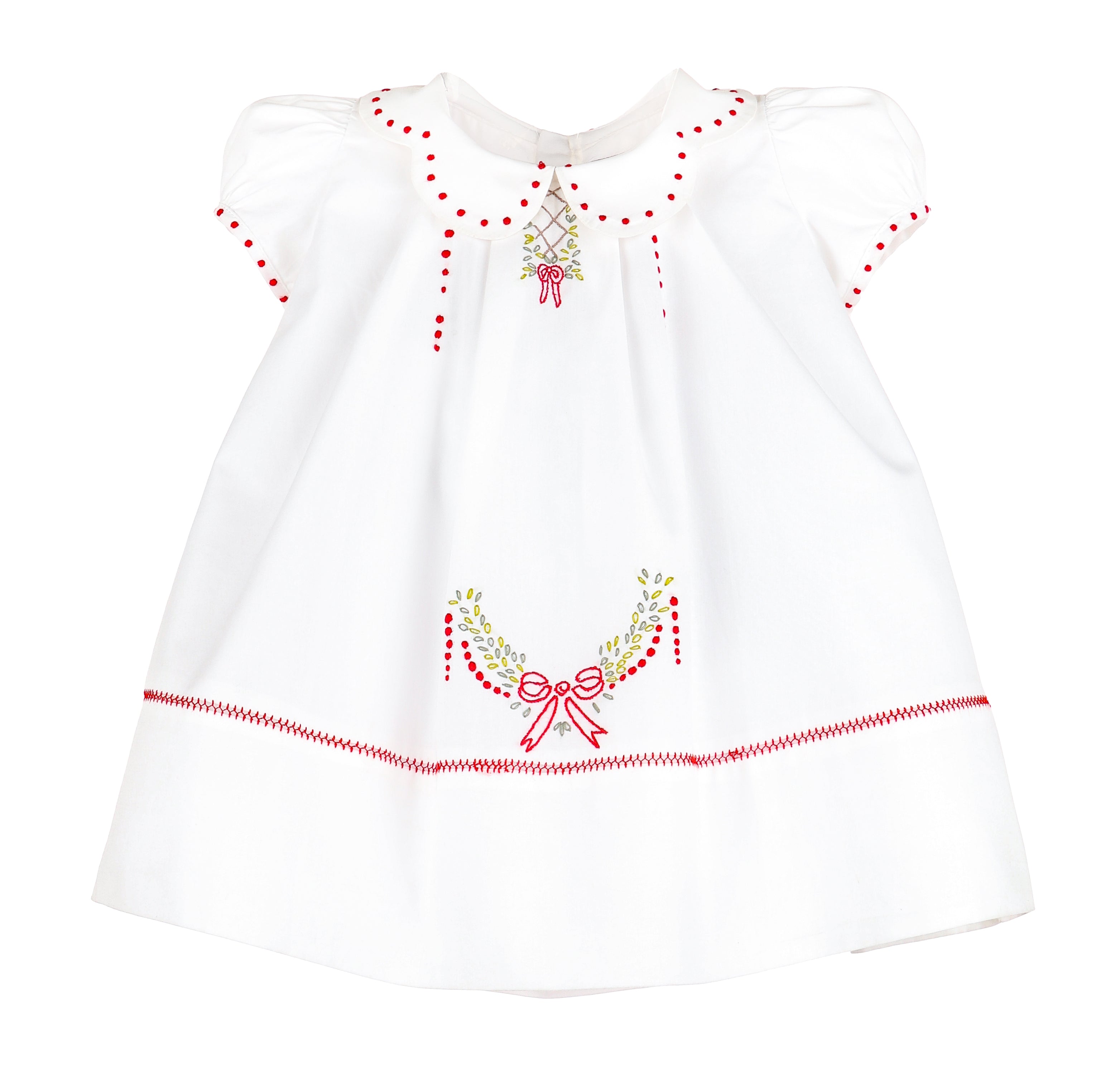 White Red Embroidered Merrymaker Infant Dress