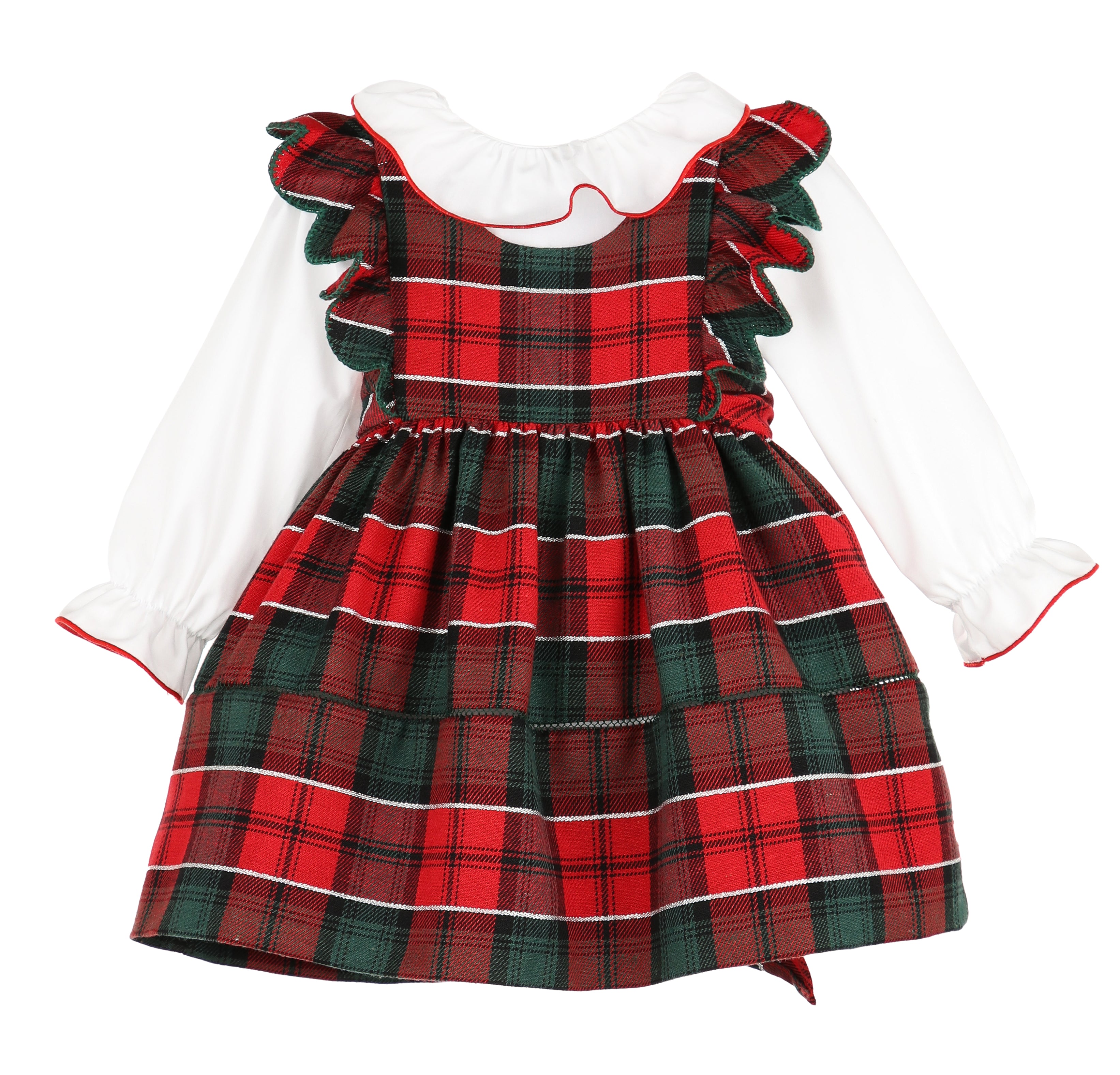 Red Plaid Pinafore Infant Jumper and Blouse