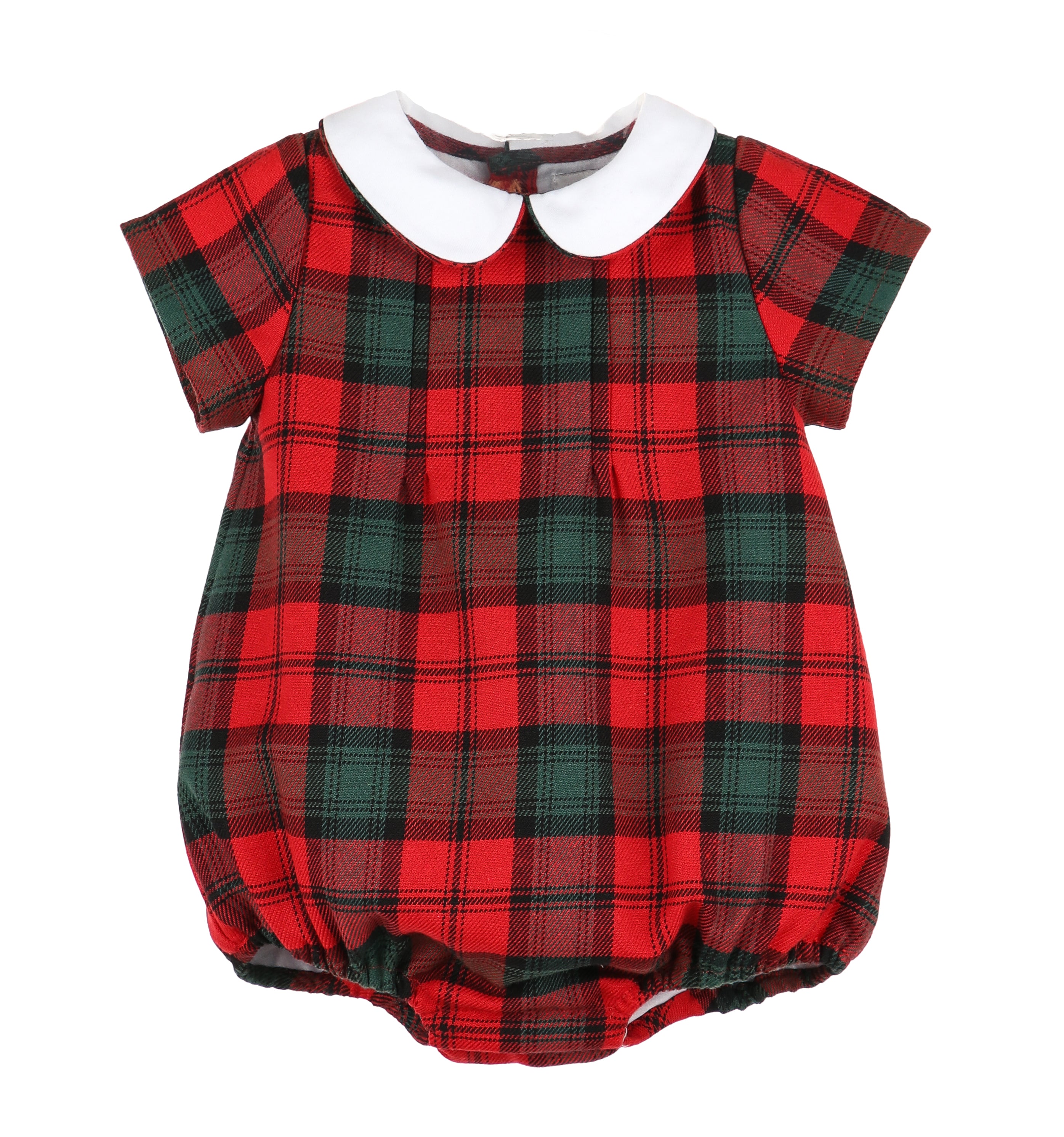 Red Tartan Infant Bubble White Collar