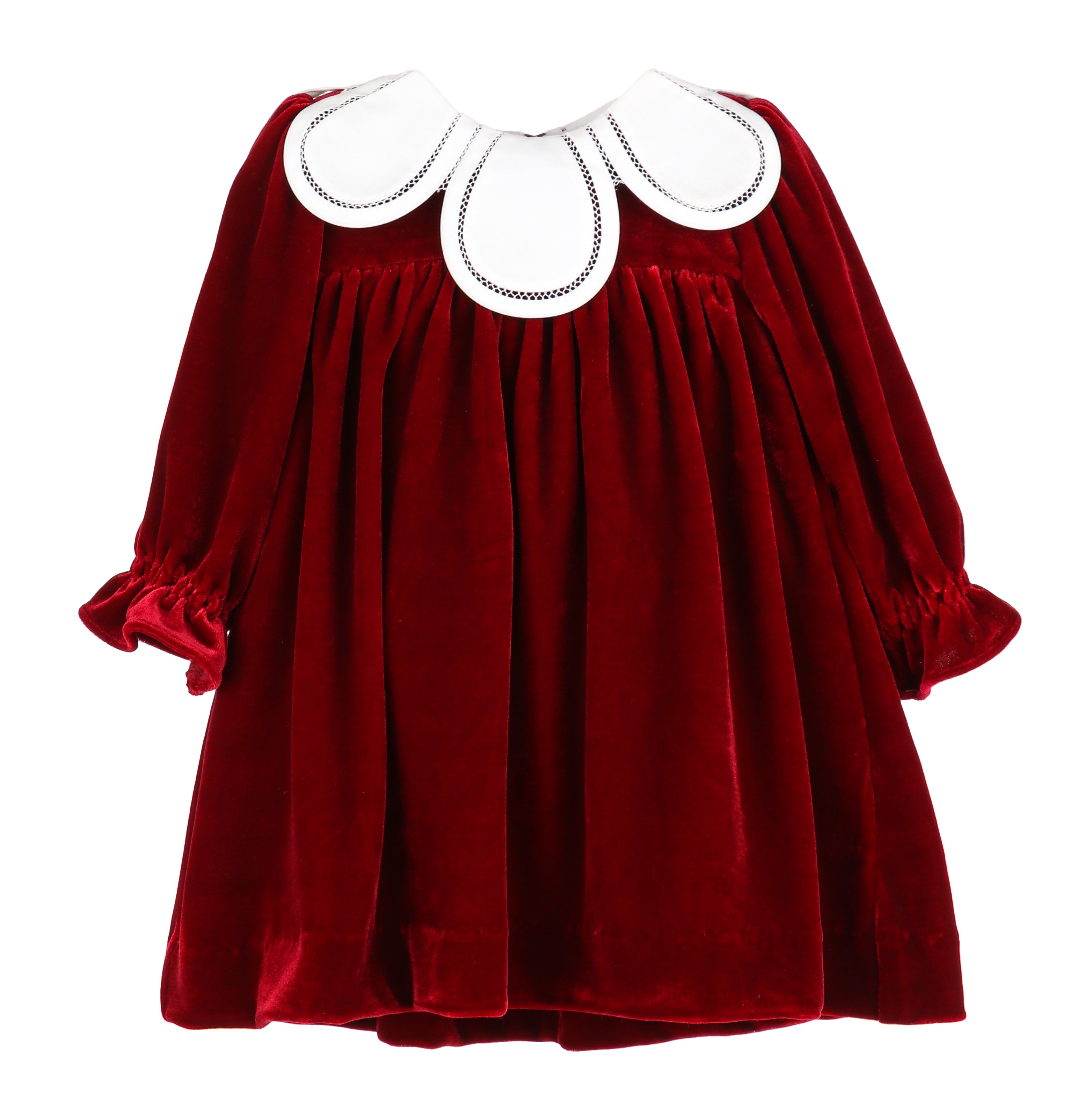 Cranberry Velvet Petal Collar Dress