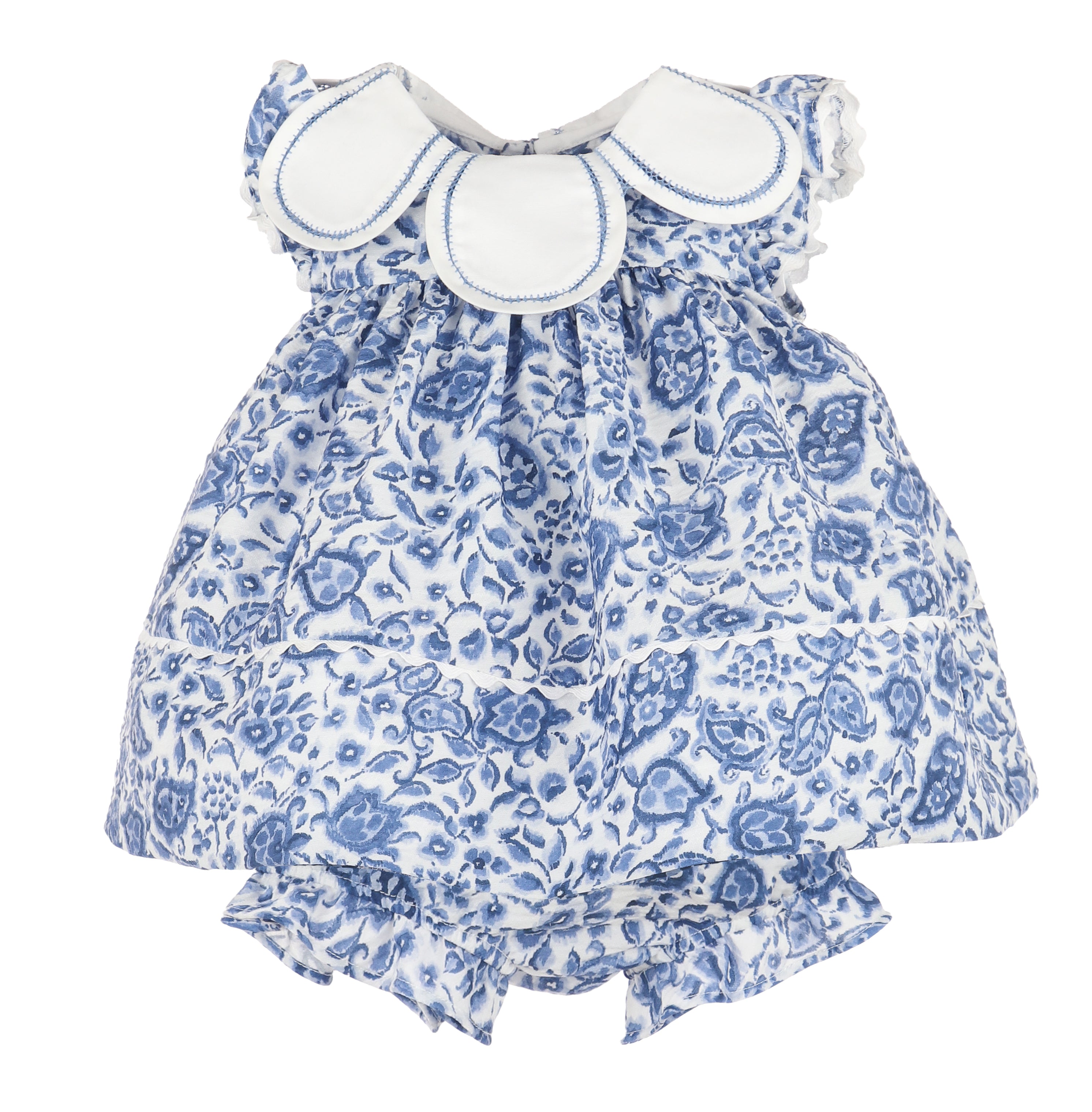 Royal Blue Floral Petal Collar Infant Dress