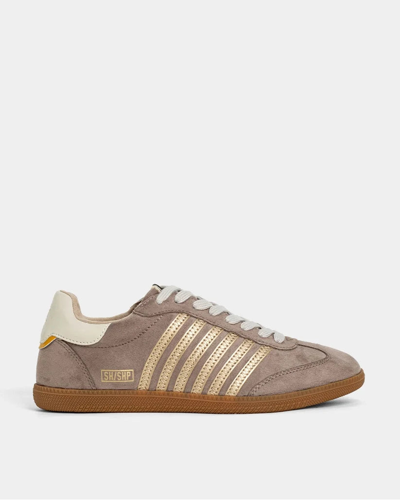 Women's Mink Suede and Gold Sneaker
