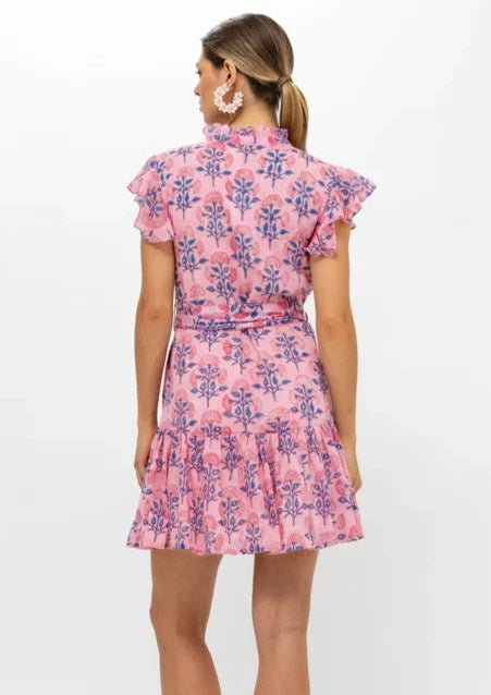 Oliphant Sconset Pink Print Mini Dress