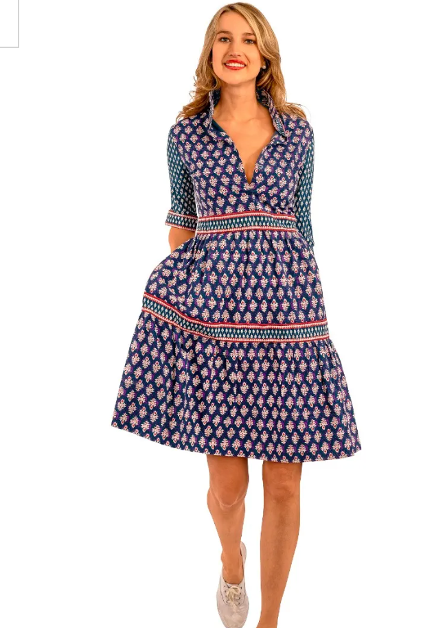 Navy Tear it Up Print Dress