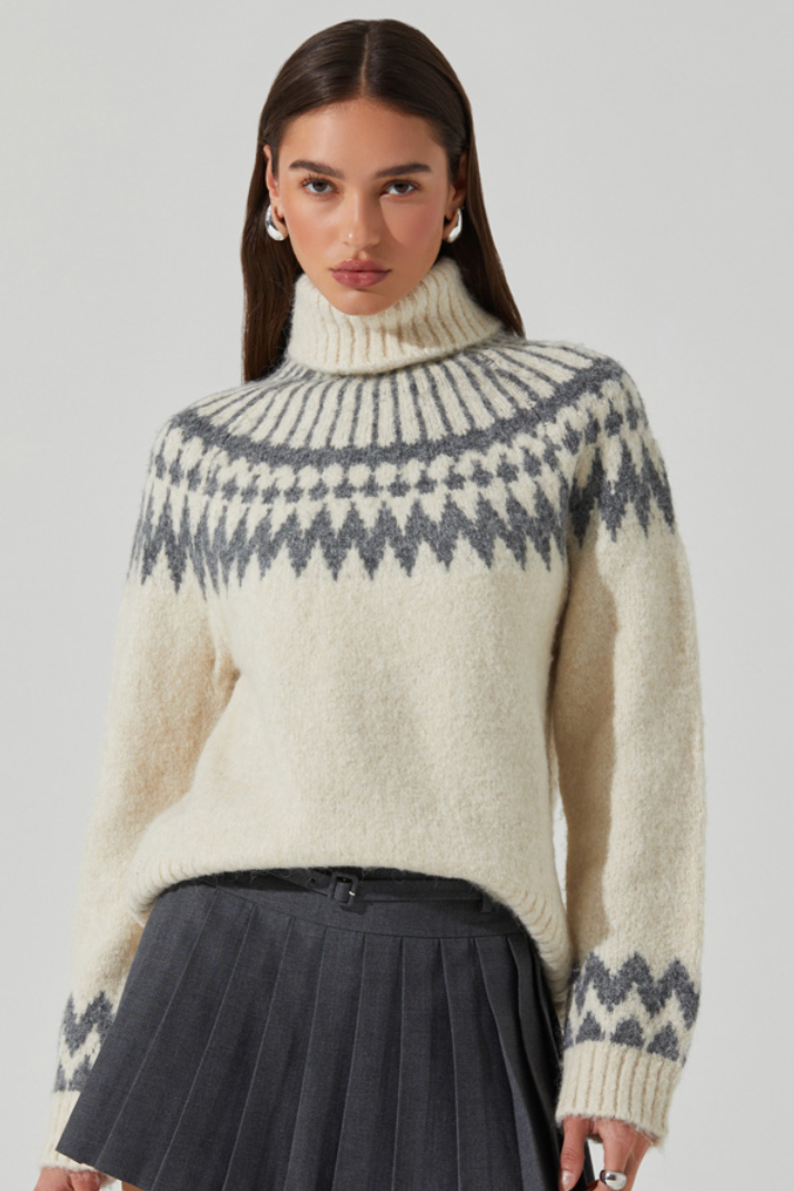 Leka Cream Fairysle Turtle Sweater