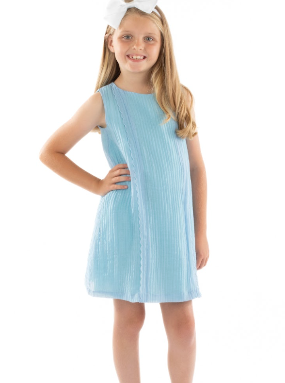 Blue Tucked Panel Dress