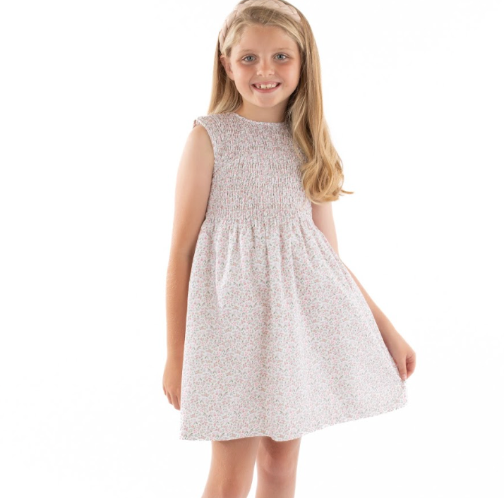 Pink Ditsy Smocked Dress