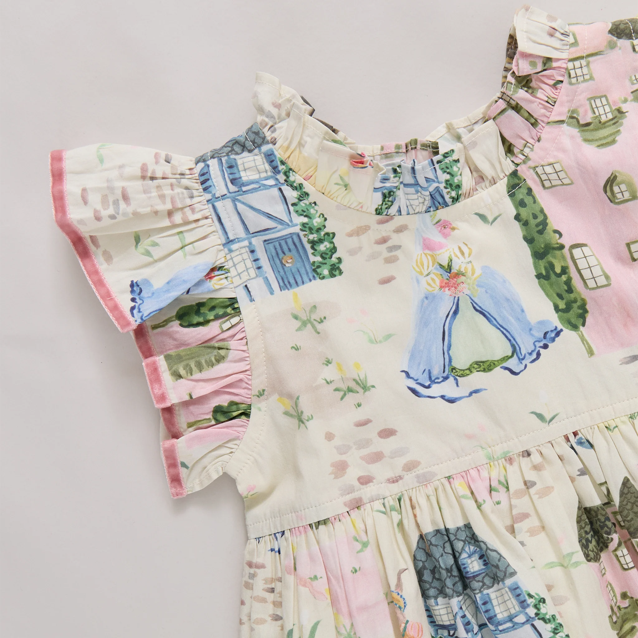 Pink Chicken Castle Print Dress