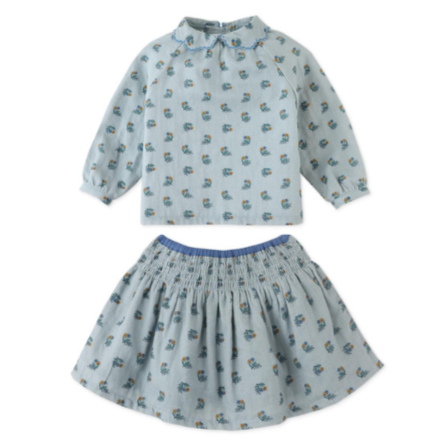 Aqua Fluer Print Blouse Skirt Set