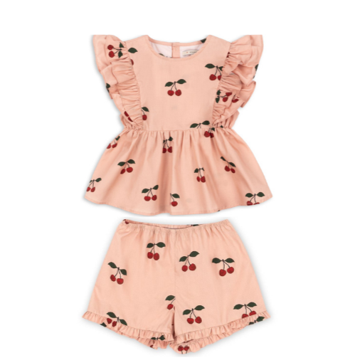 Pink Cherry Pinafore Shortset