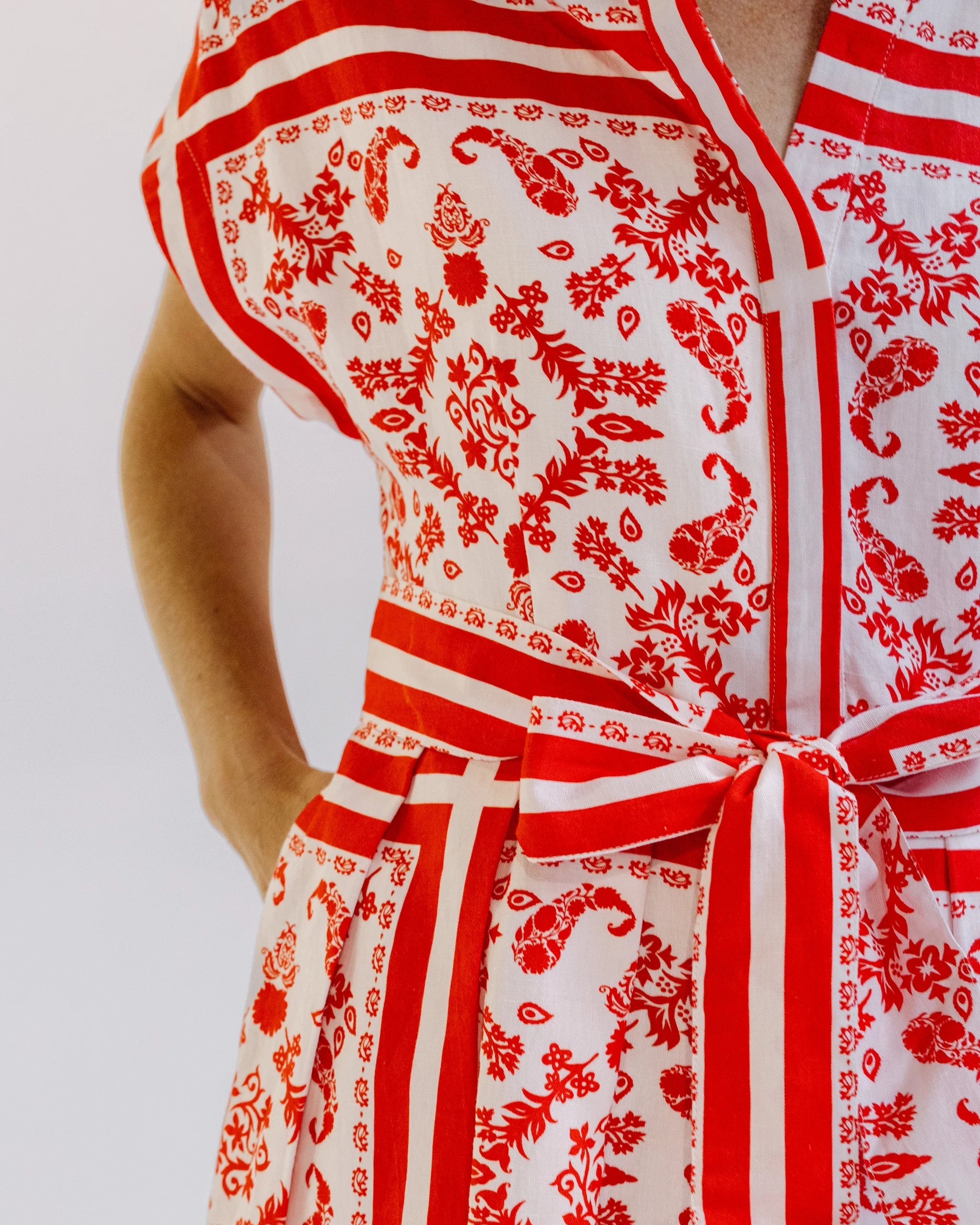 Winnie Red Paisley MIni Shirt Dress