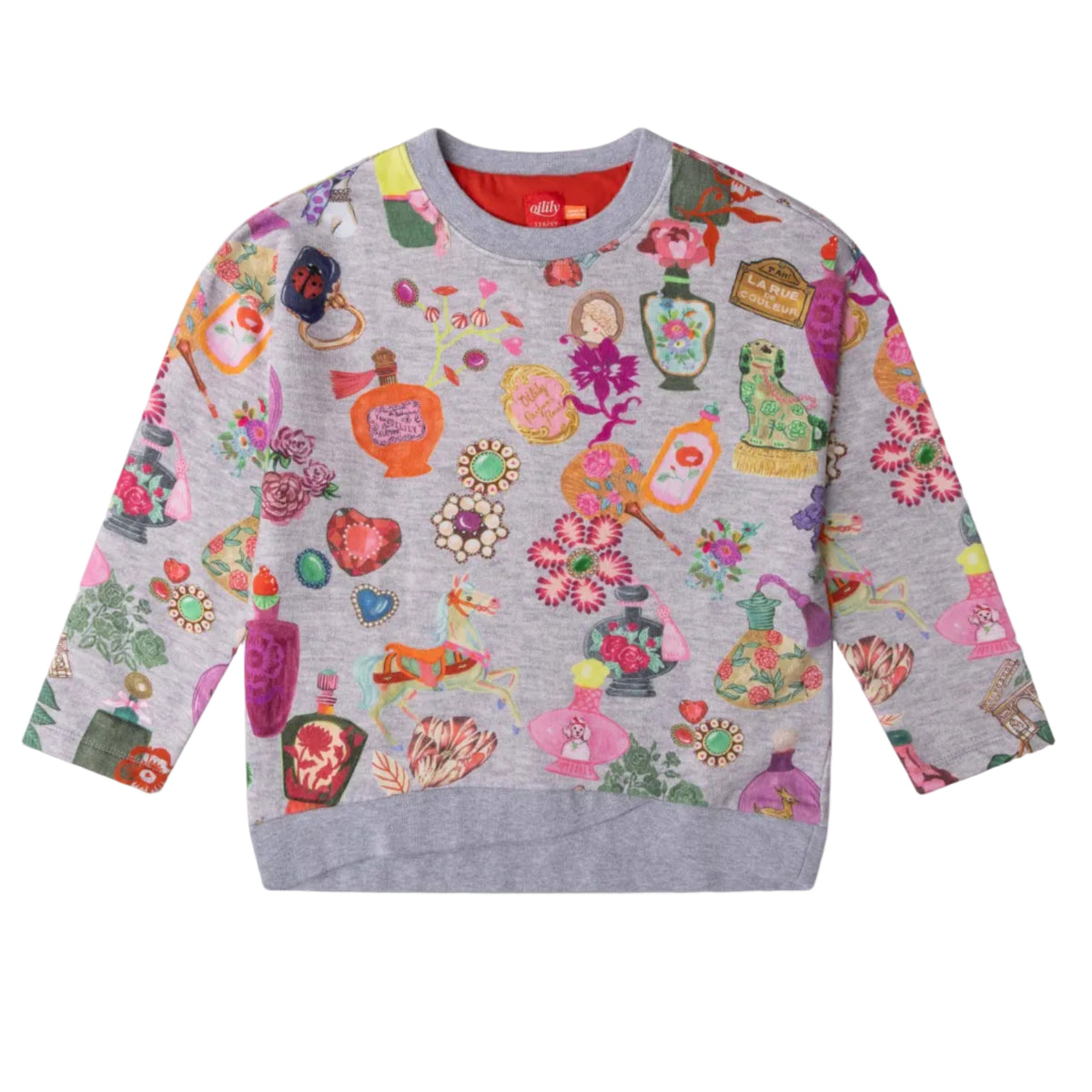 Girl's Oilily Gray Heuruex Paris Print Sweatshirt