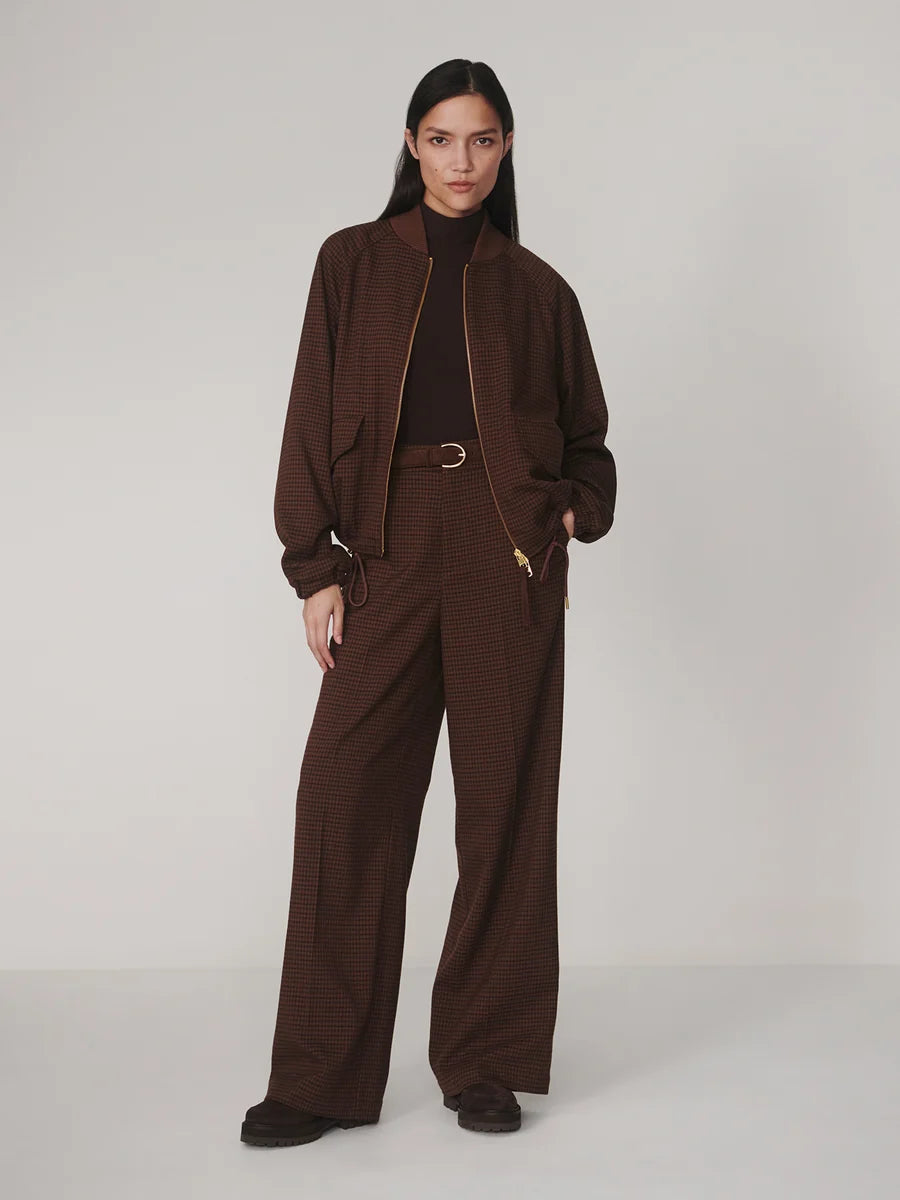 Varley Brown Check Woven Trouser