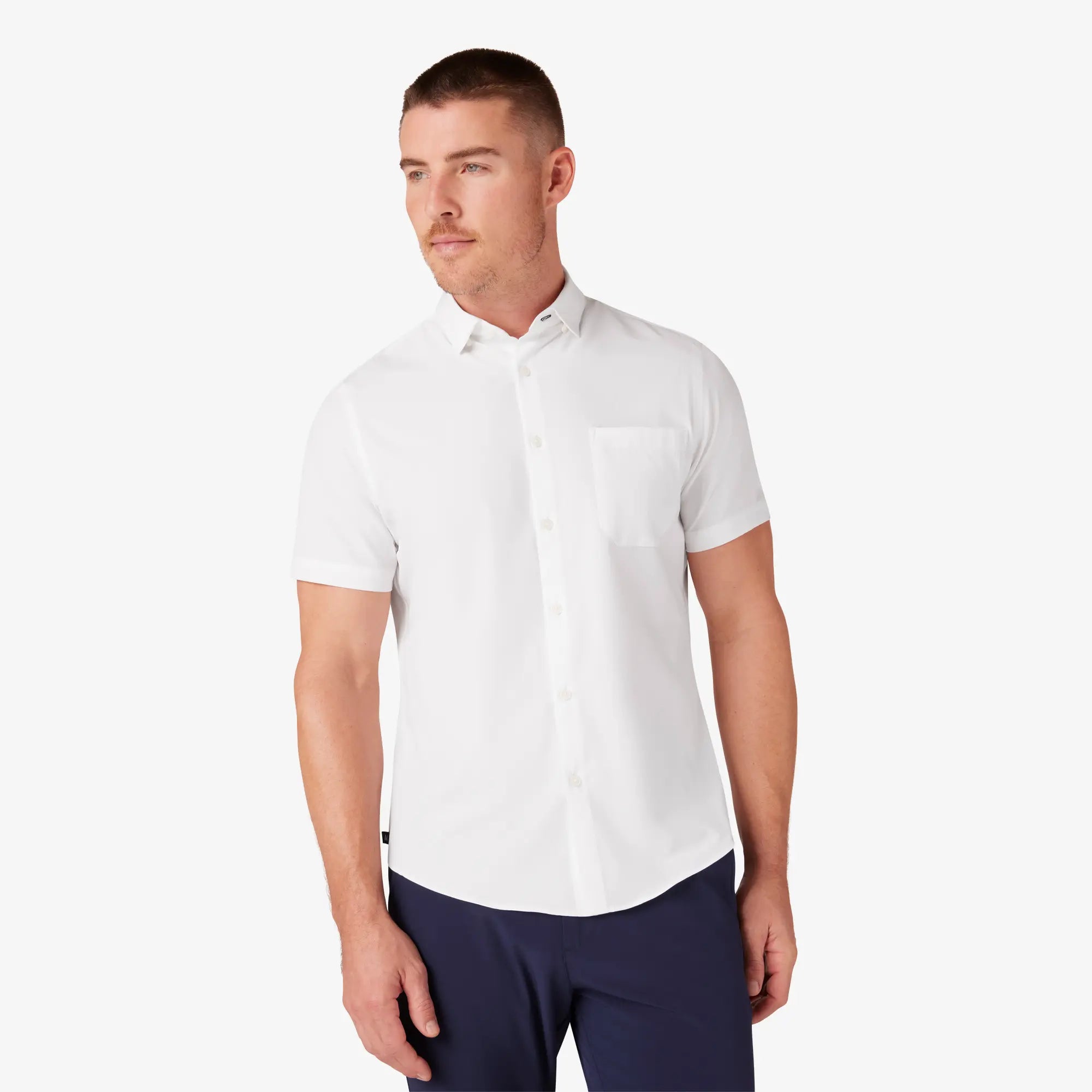 Leeward White SS Dress Shirt