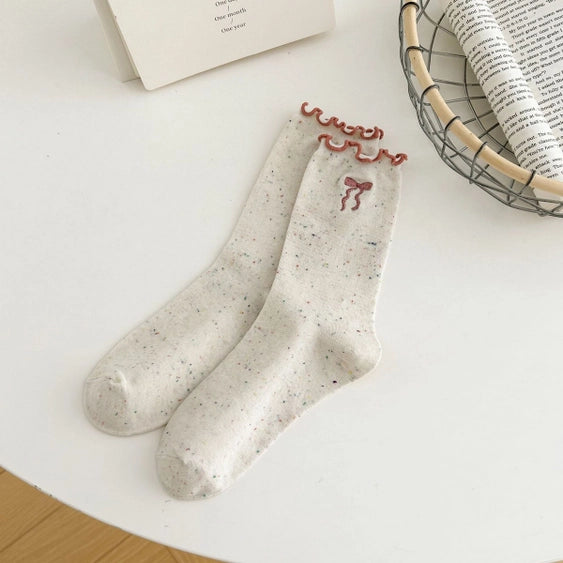 Speckle Sock Bow Embroidery