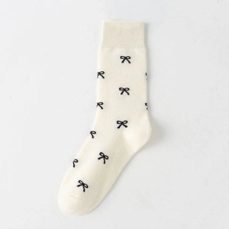 Allover Bow Print Mid Socks