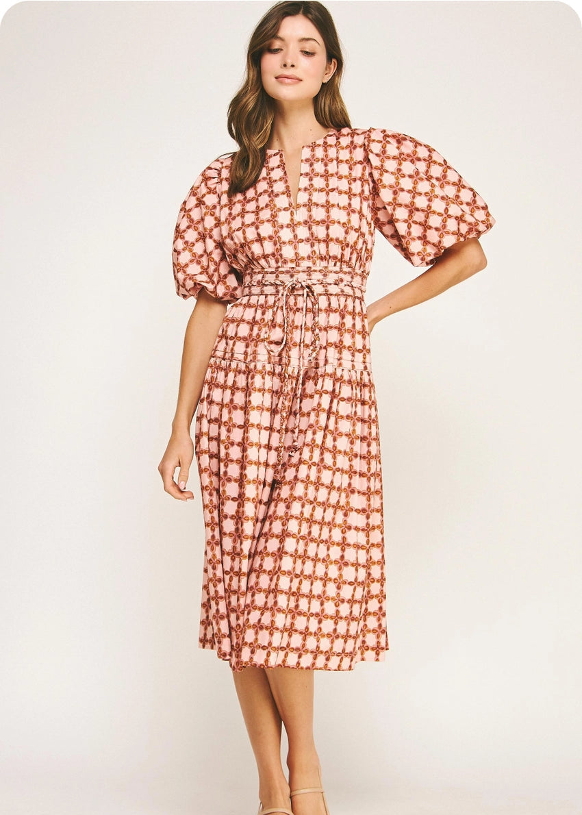 Penelope Pink Chain Link Print Dress