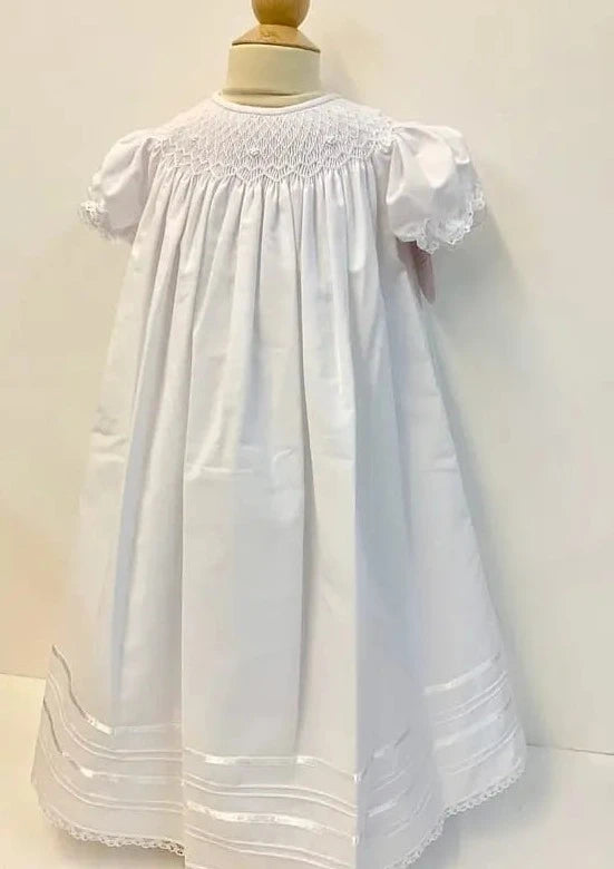 White Bishop Smocked Mid Gown