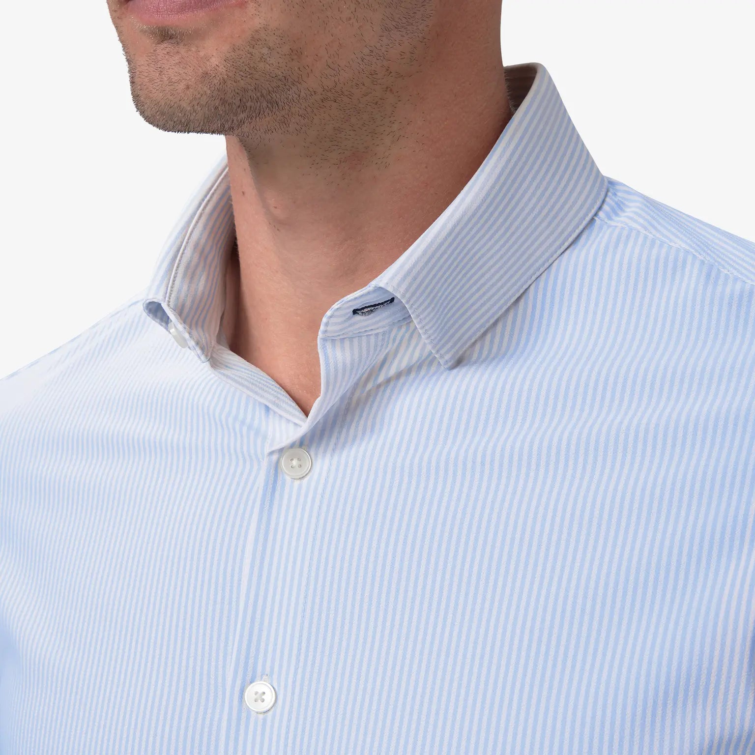 Leeward Blue Bankers Stripe Tech Shirt