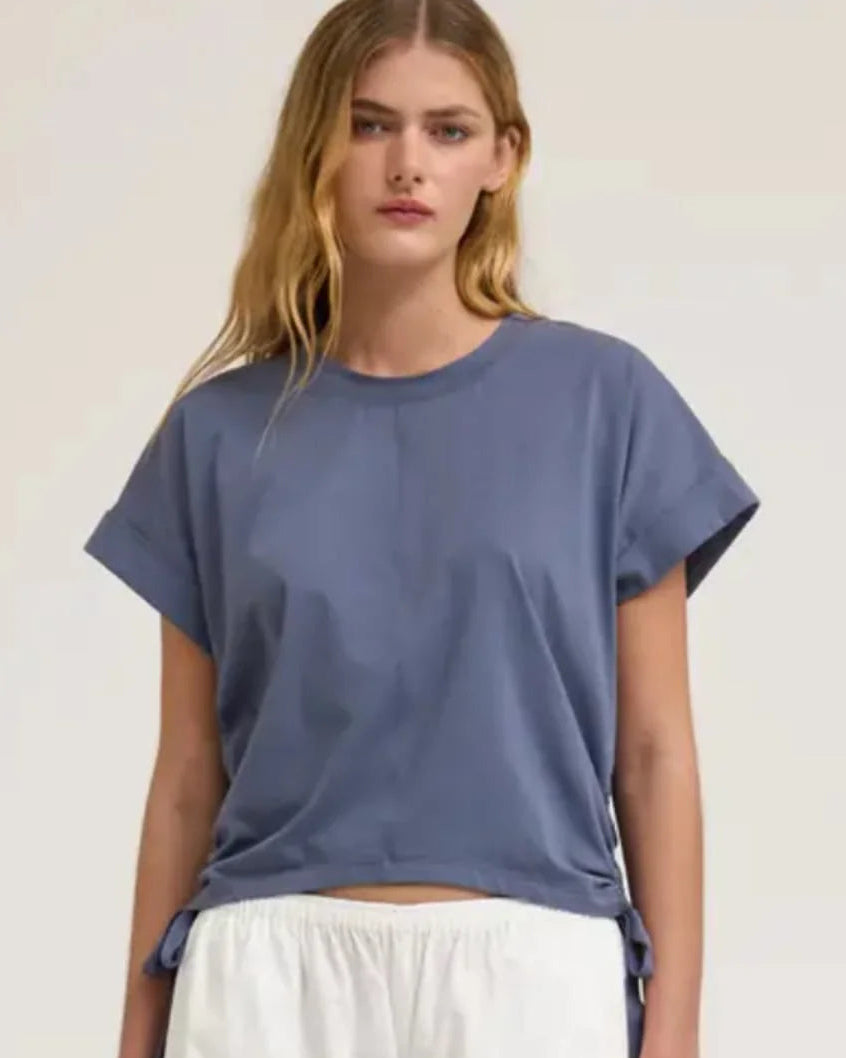Faded Blue Side Gather Tee