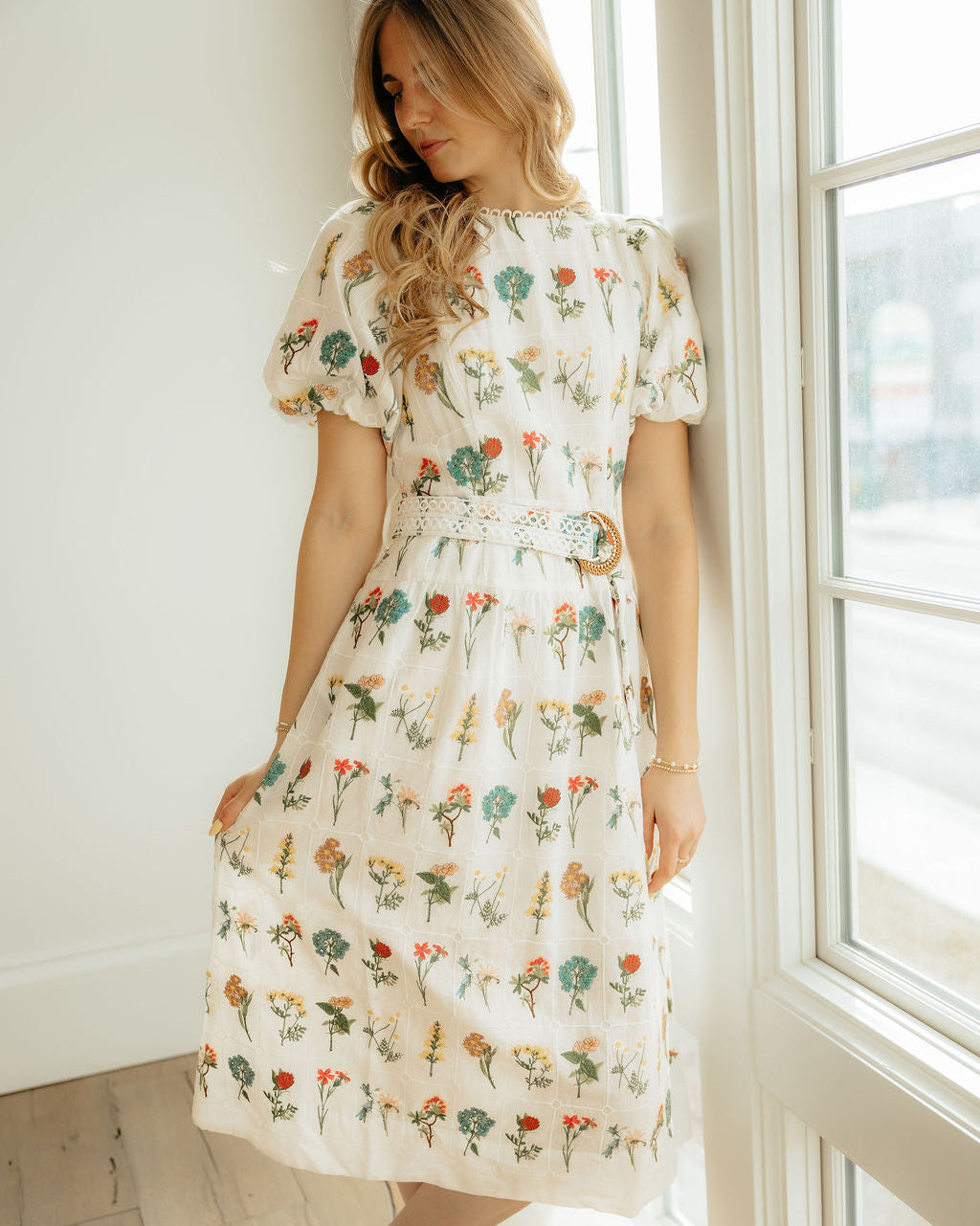 Christina White  Embroidered Botanical Dress