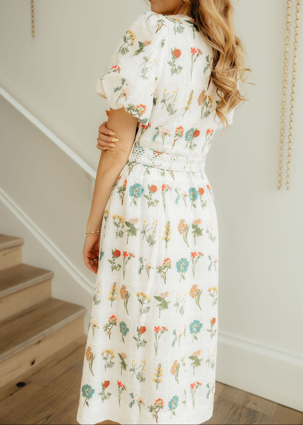 Christina White  Embroidered Botanical Dress