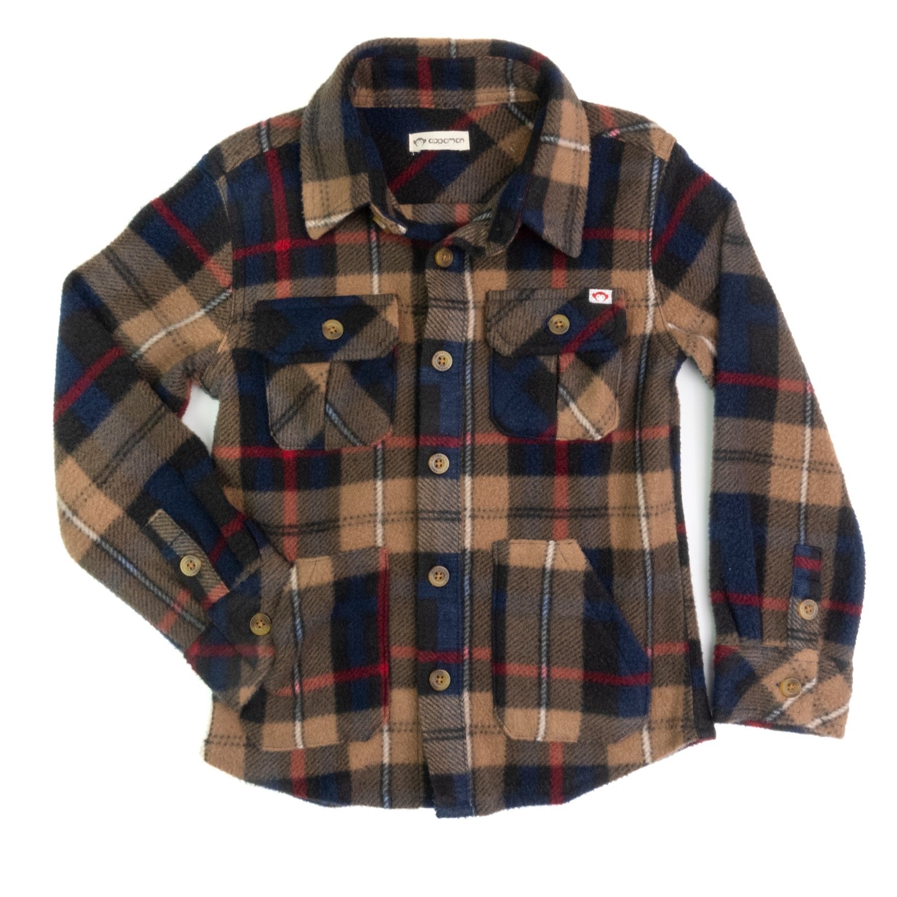 Navy Khaki Plaid Fleece Shirt