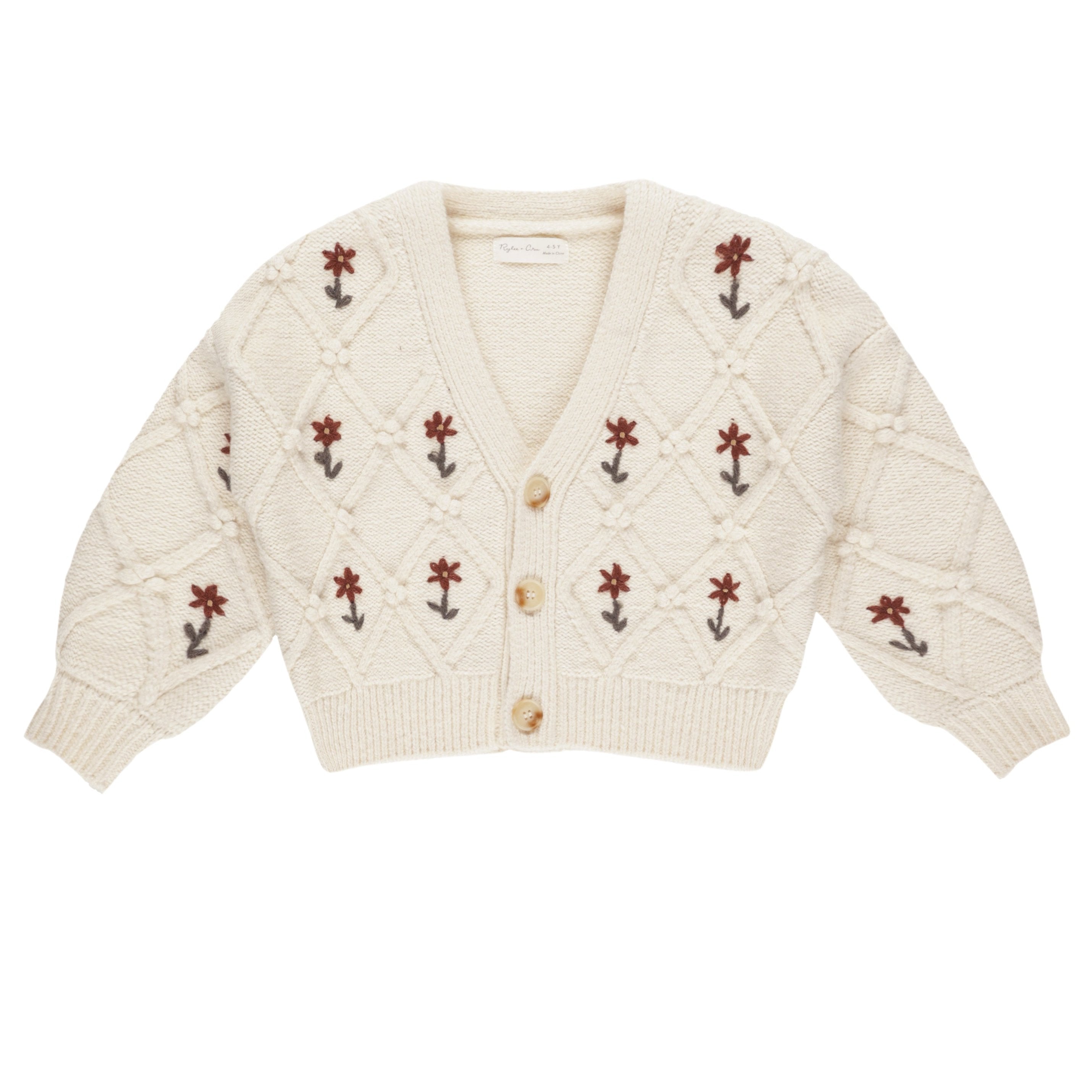 Rylee and Cru Winter Floral Embroidery Cardigan