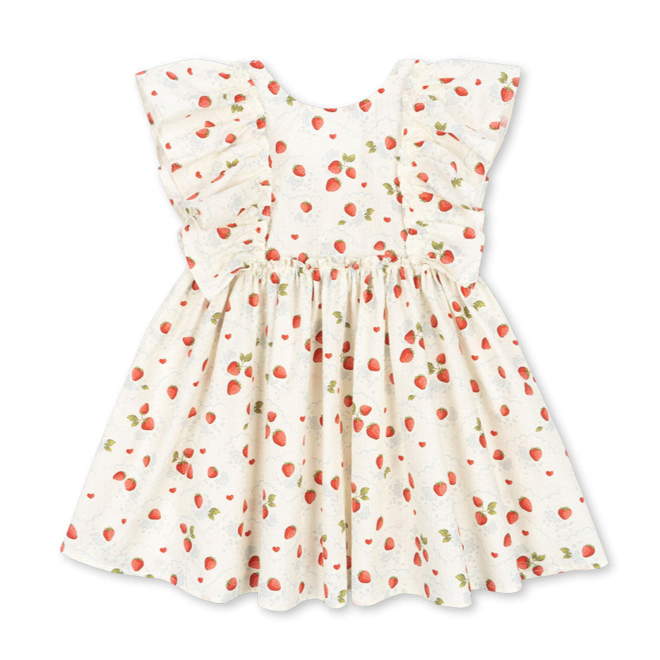 Off White Strawberries Pinafore Dress