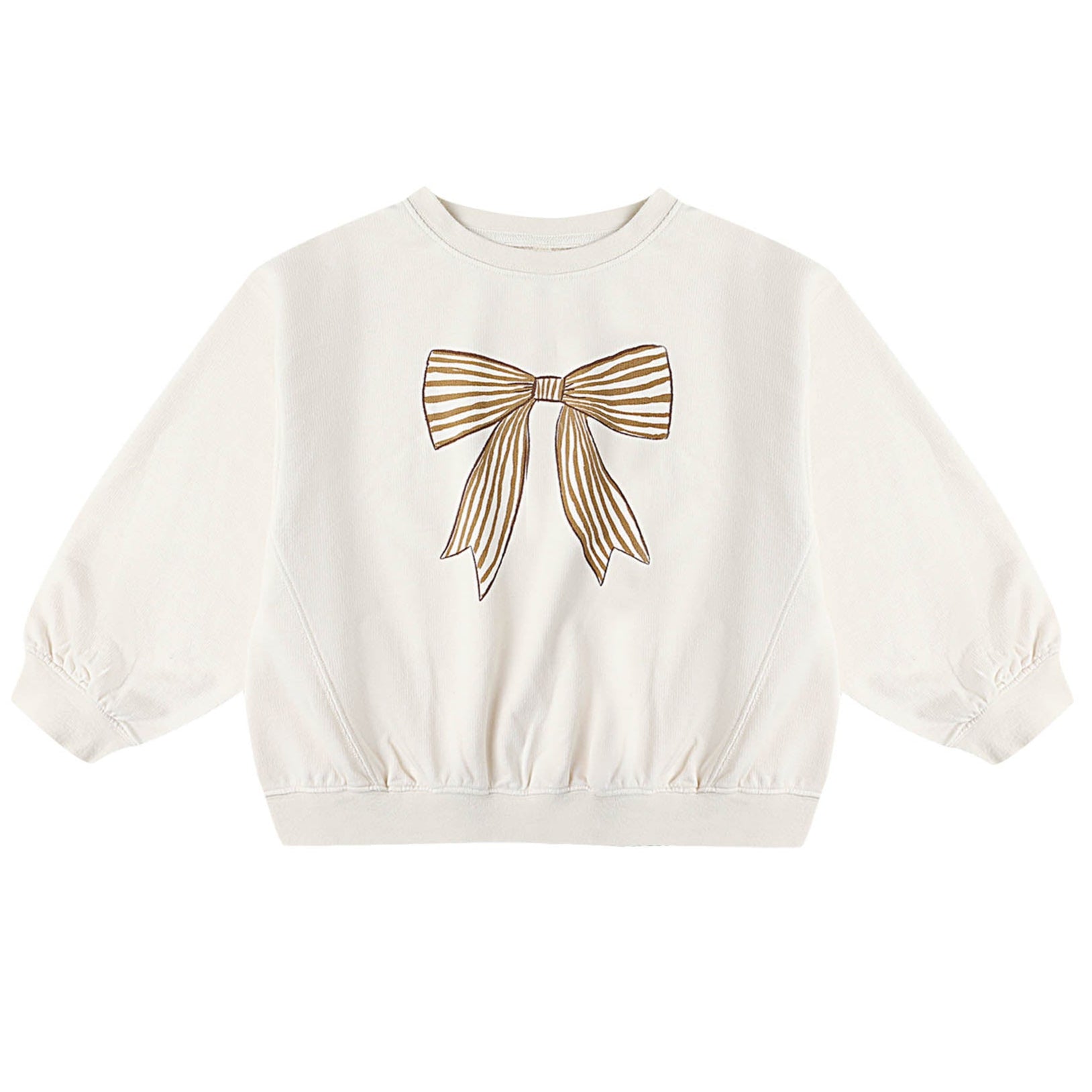 Girl's Rylee & Cru Cream Bow Sweatshirt