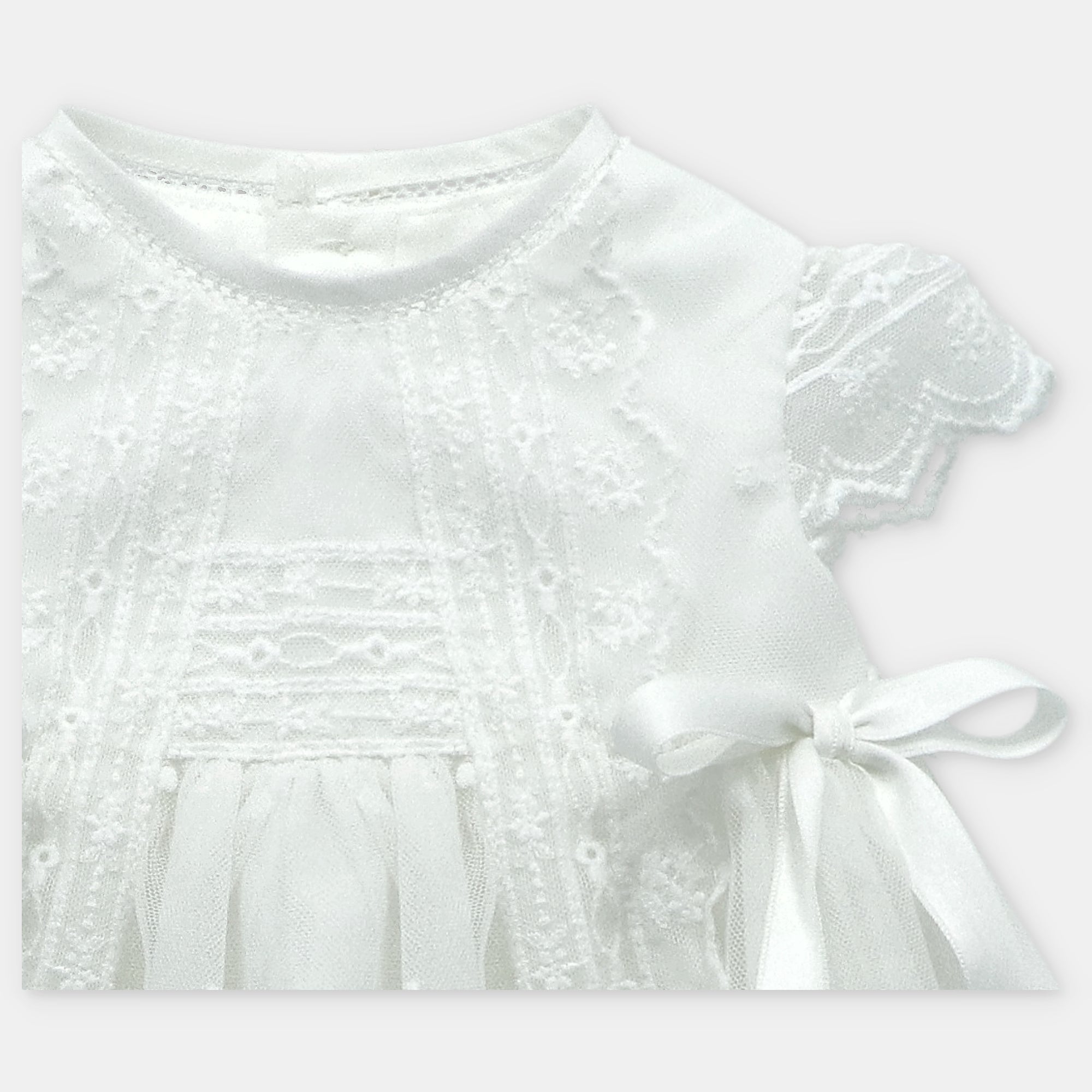 White Tulle Dot and Lace Gown