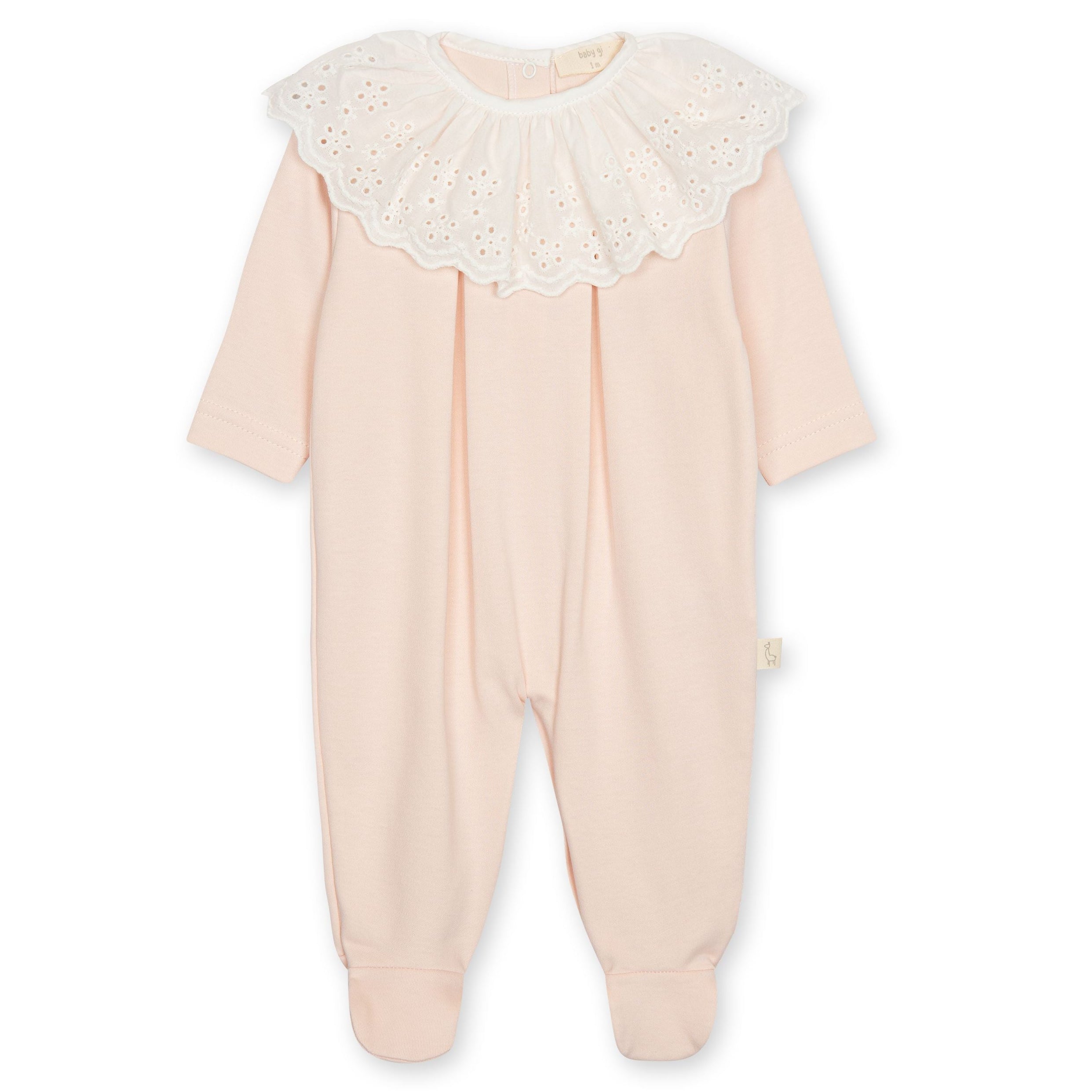 Peach Pima  Footie Wide Eyelet Collar