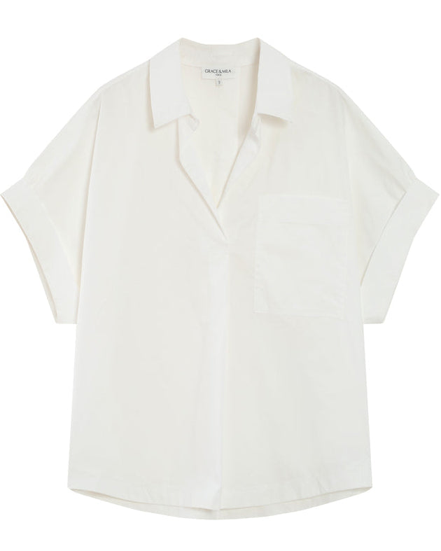 White Oversized Popover Shirt
