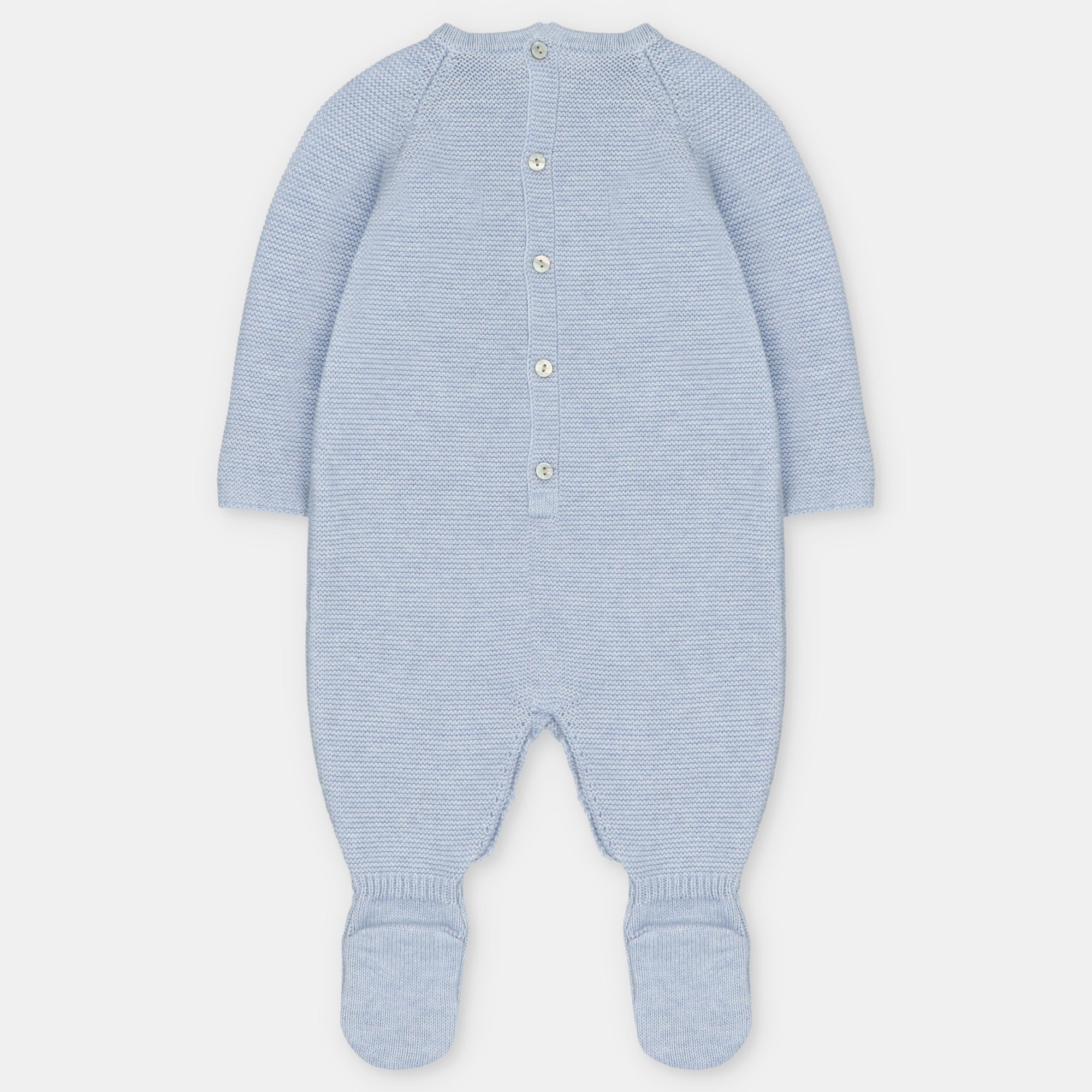 Heather Blue Knitted Cable Footie