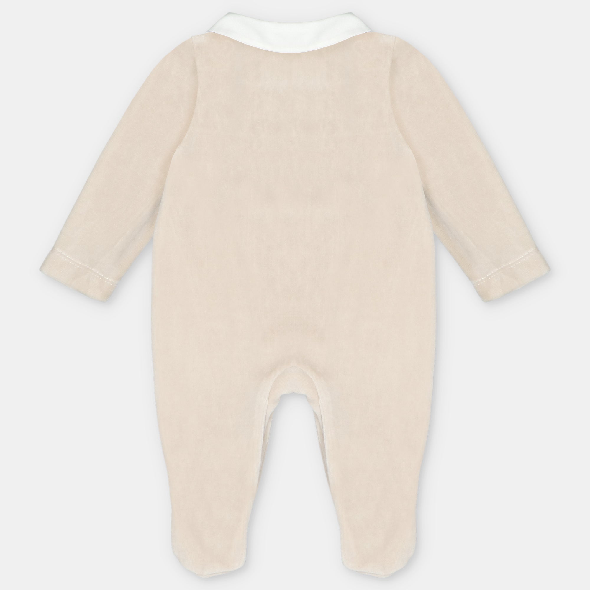 Beige Velour Footie Double Buttons