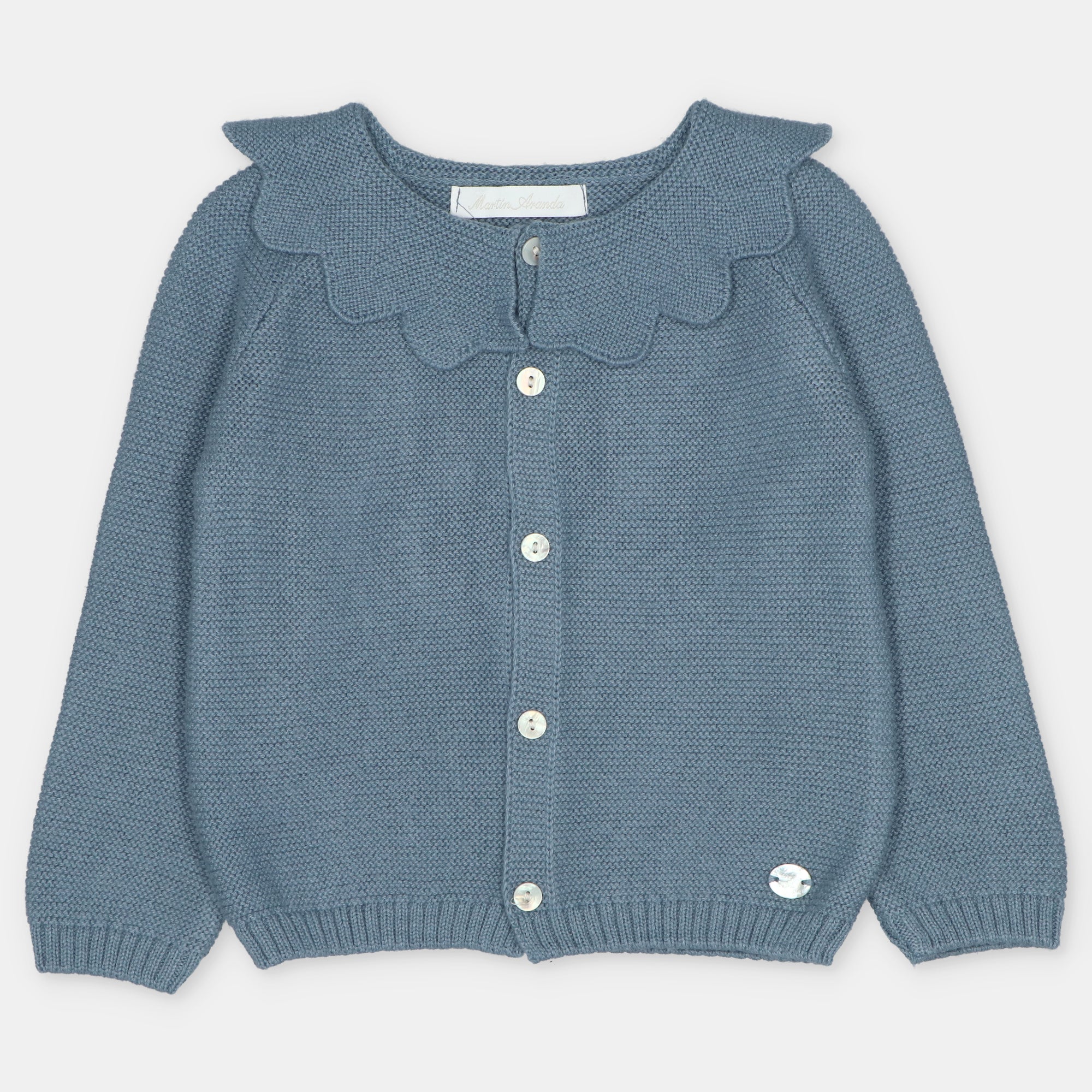 Teal Blue Scallop Collar Cardigan