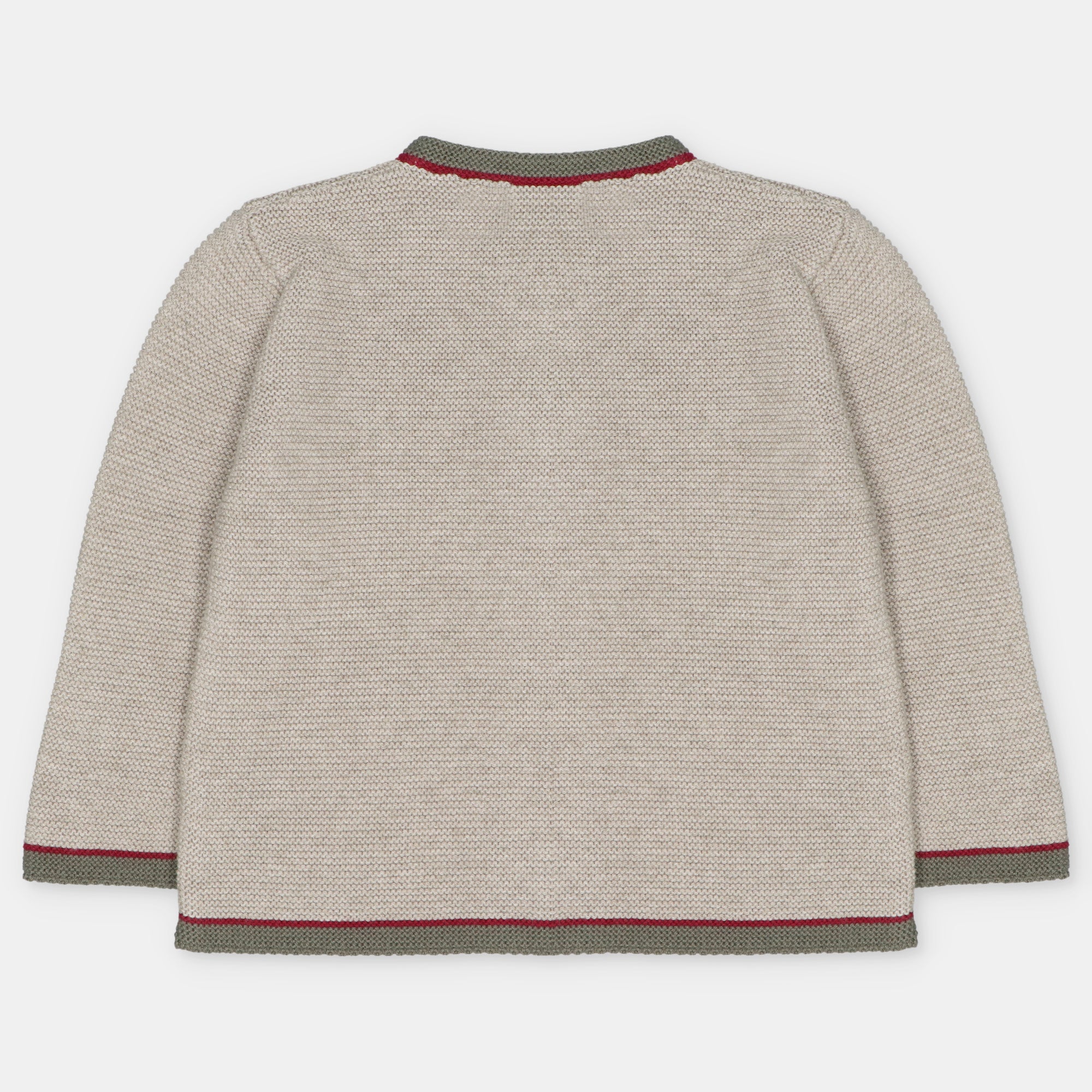 Khaki Olive Red Trim Cardigan