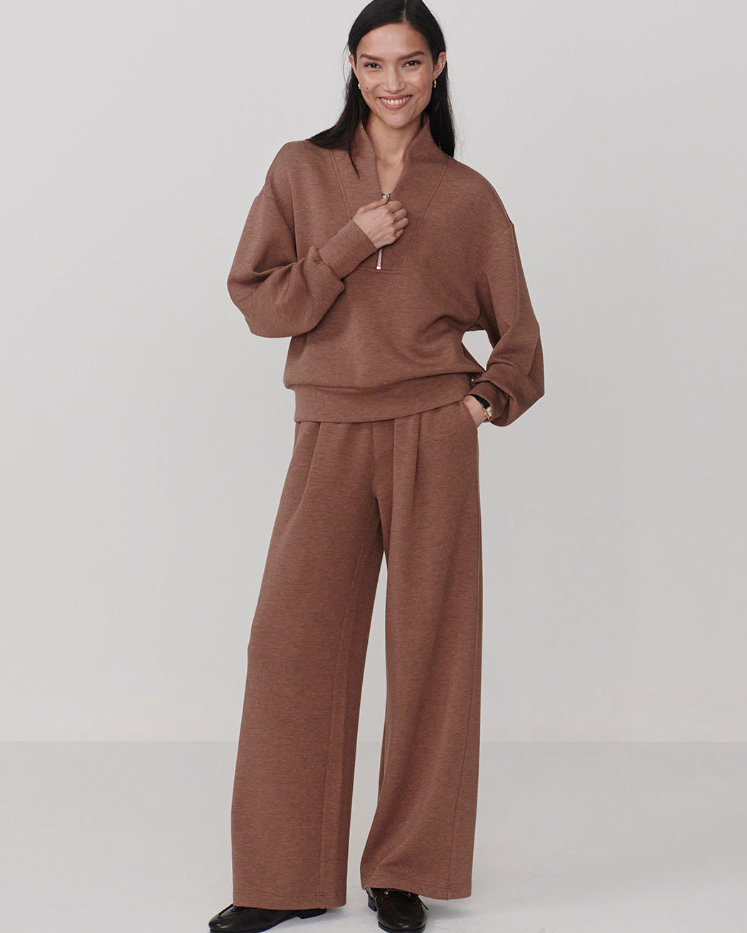 Varley Bronze Marl Extra Wide Leg Pant