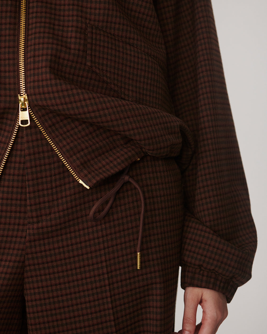 Varley Brown Check Bomber Jacket