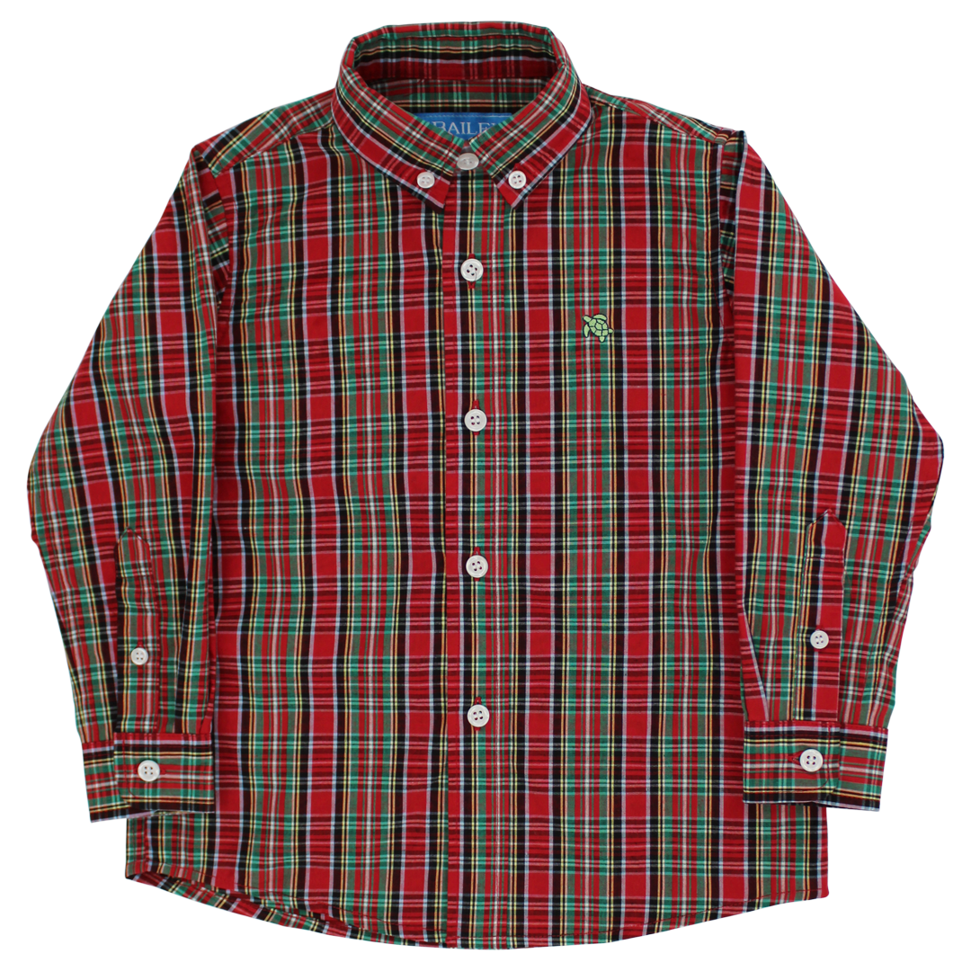 Boy's Bailey Red Stewart Tartan Plaid  Shirt